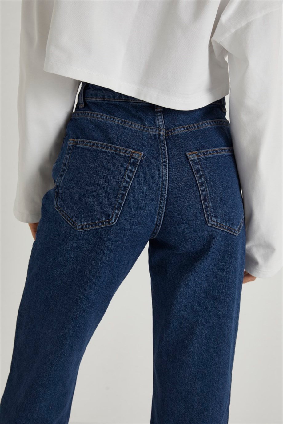 Koyu Mavi Mom Jean