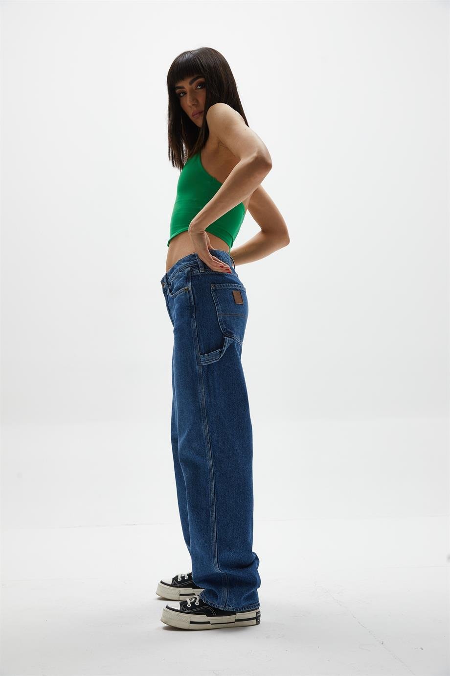 Koyu Mavi Relaxed Kargo Jean 