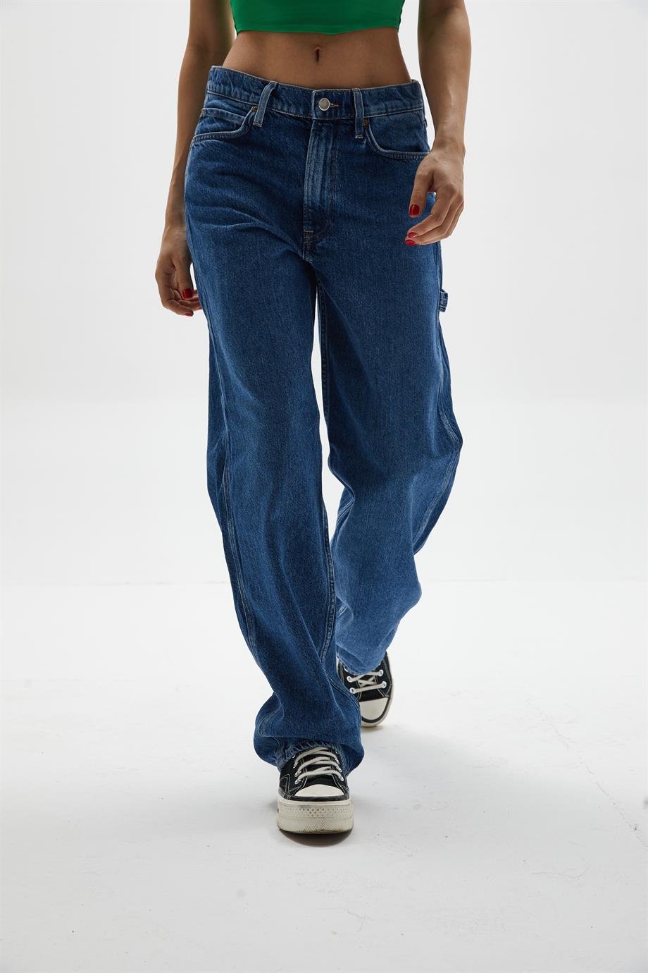 Koyu Mavi Relaxed Kargo Jean 