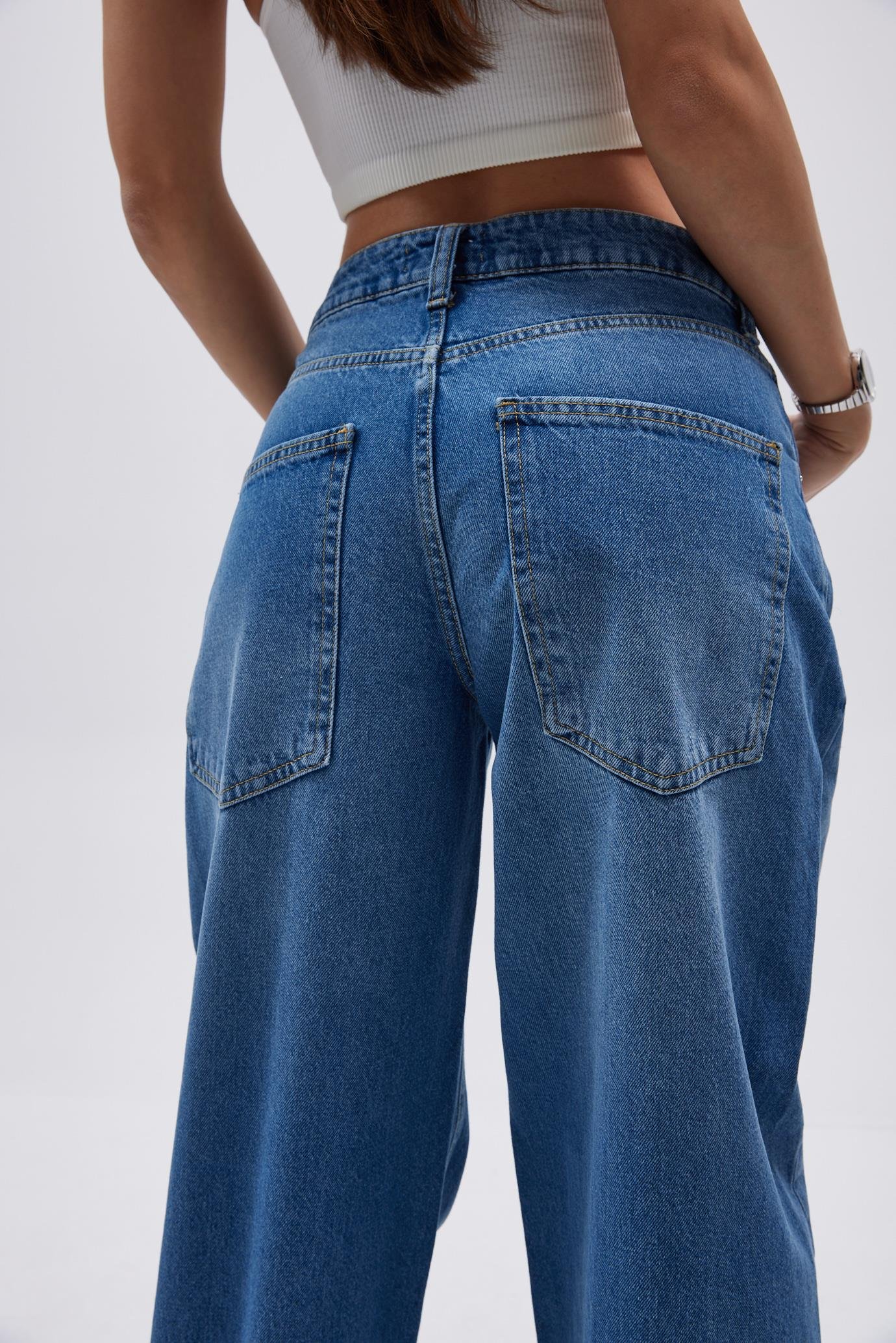 Mavi Orta Bel Baggy Jean 