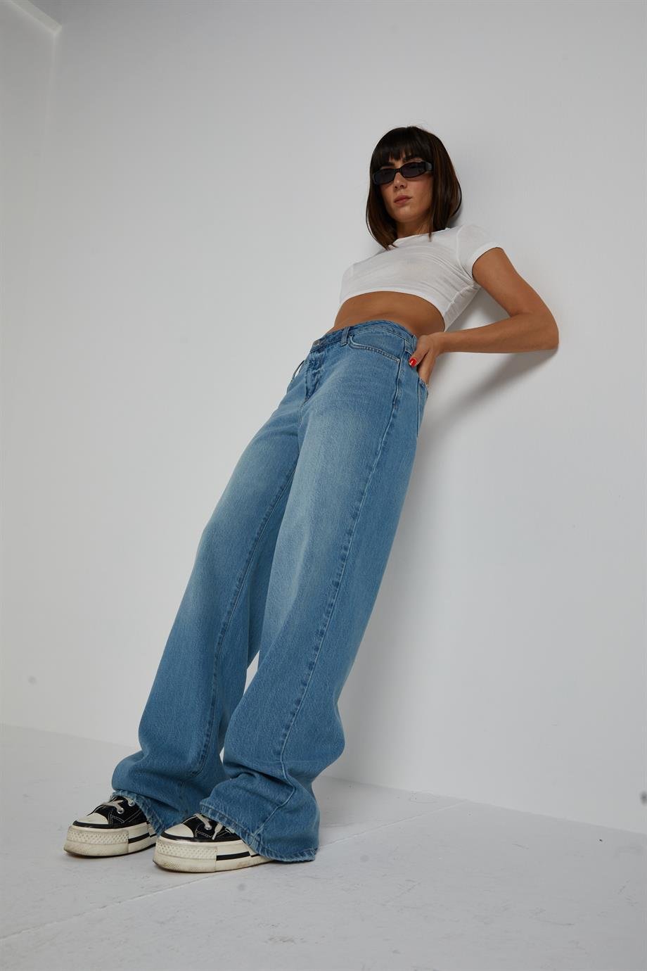 Mavi Orta Bel Straight Jean
