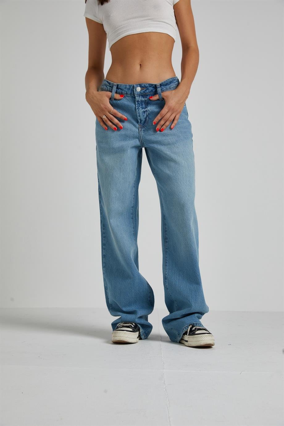 Mavi Orta Bel Straight Jean