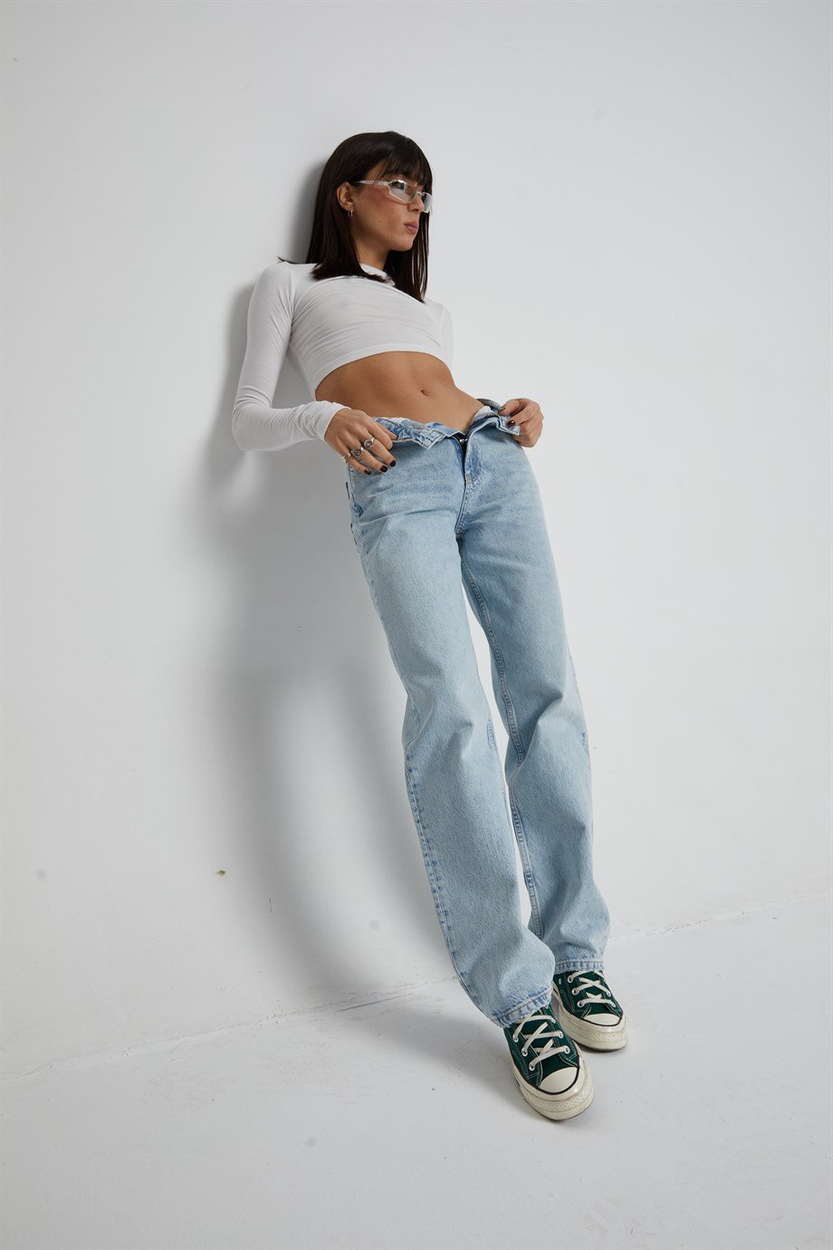Mavi Yüksek Bel Straight Jean 