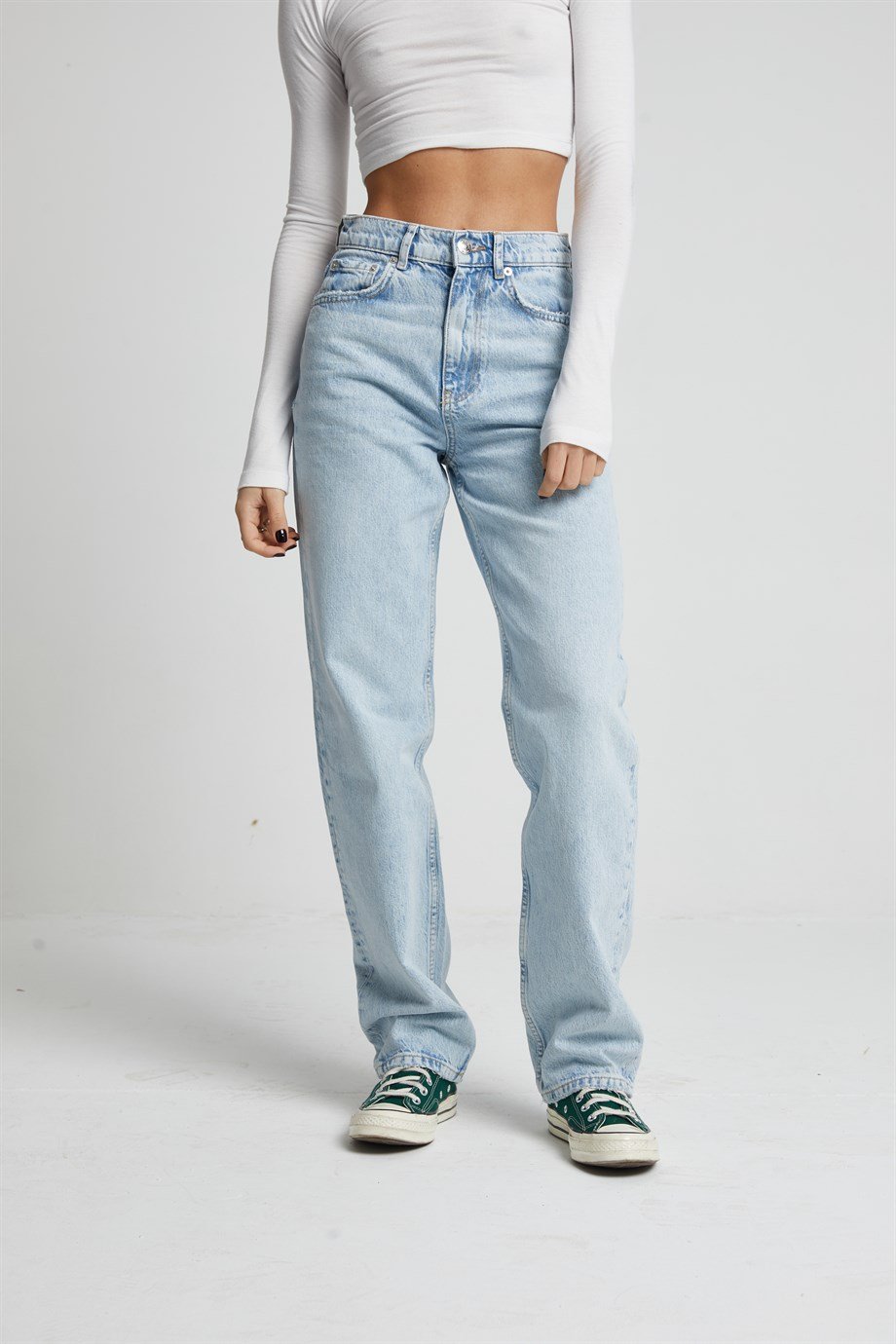 Mavi Yüksek Bel Straight Jean 