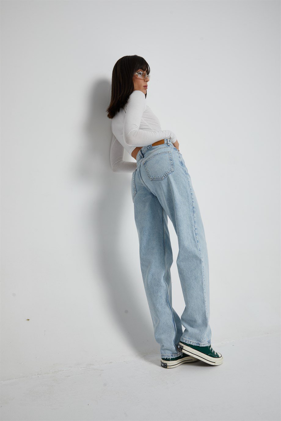 Mavi Yüksek Bel Straight Jean 