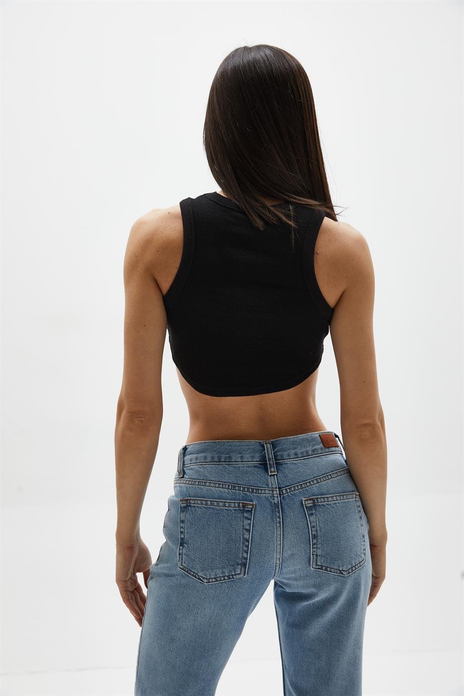 Siyah Asimetrik Kesim Top