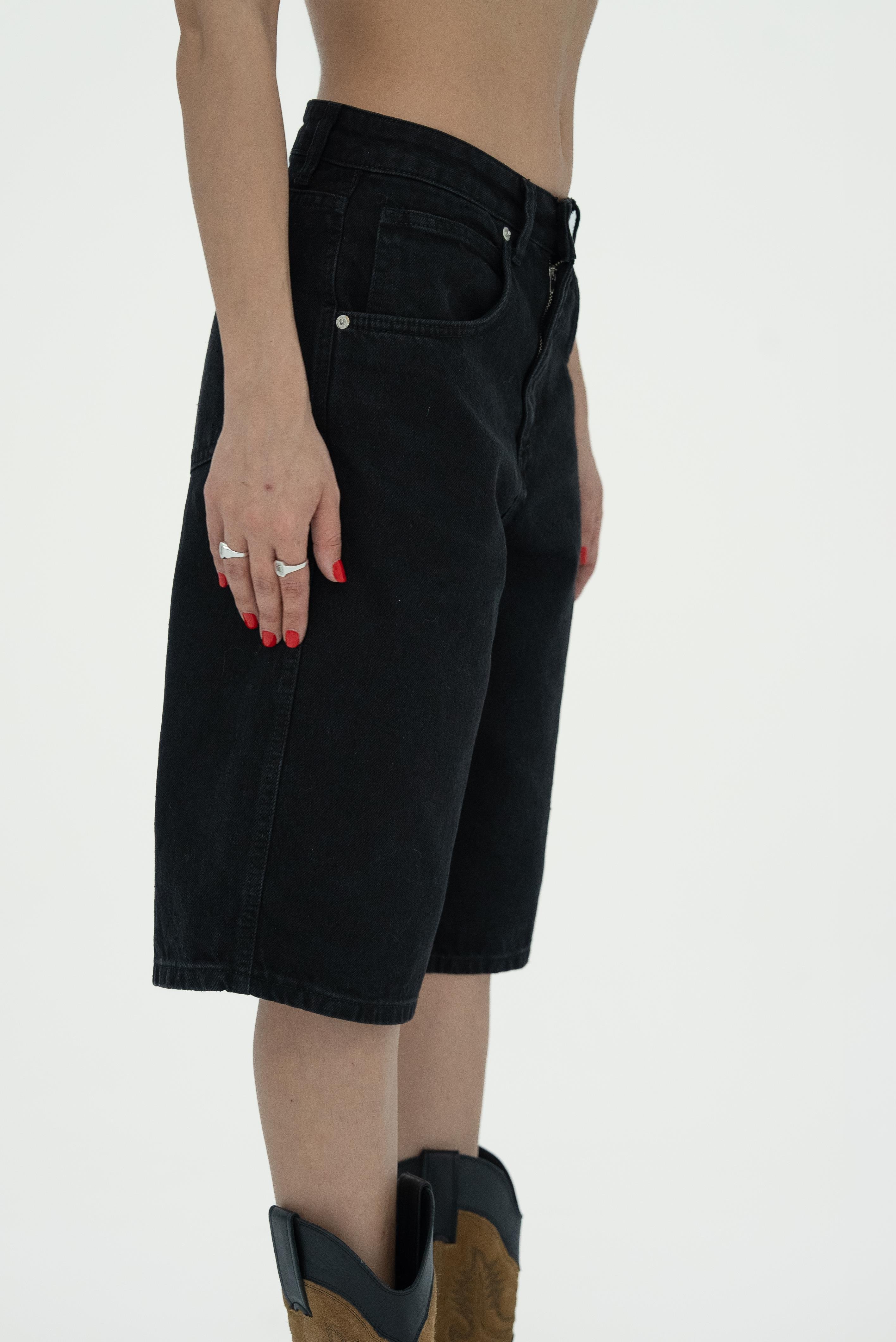 Siyah Denim Bermuda Şort