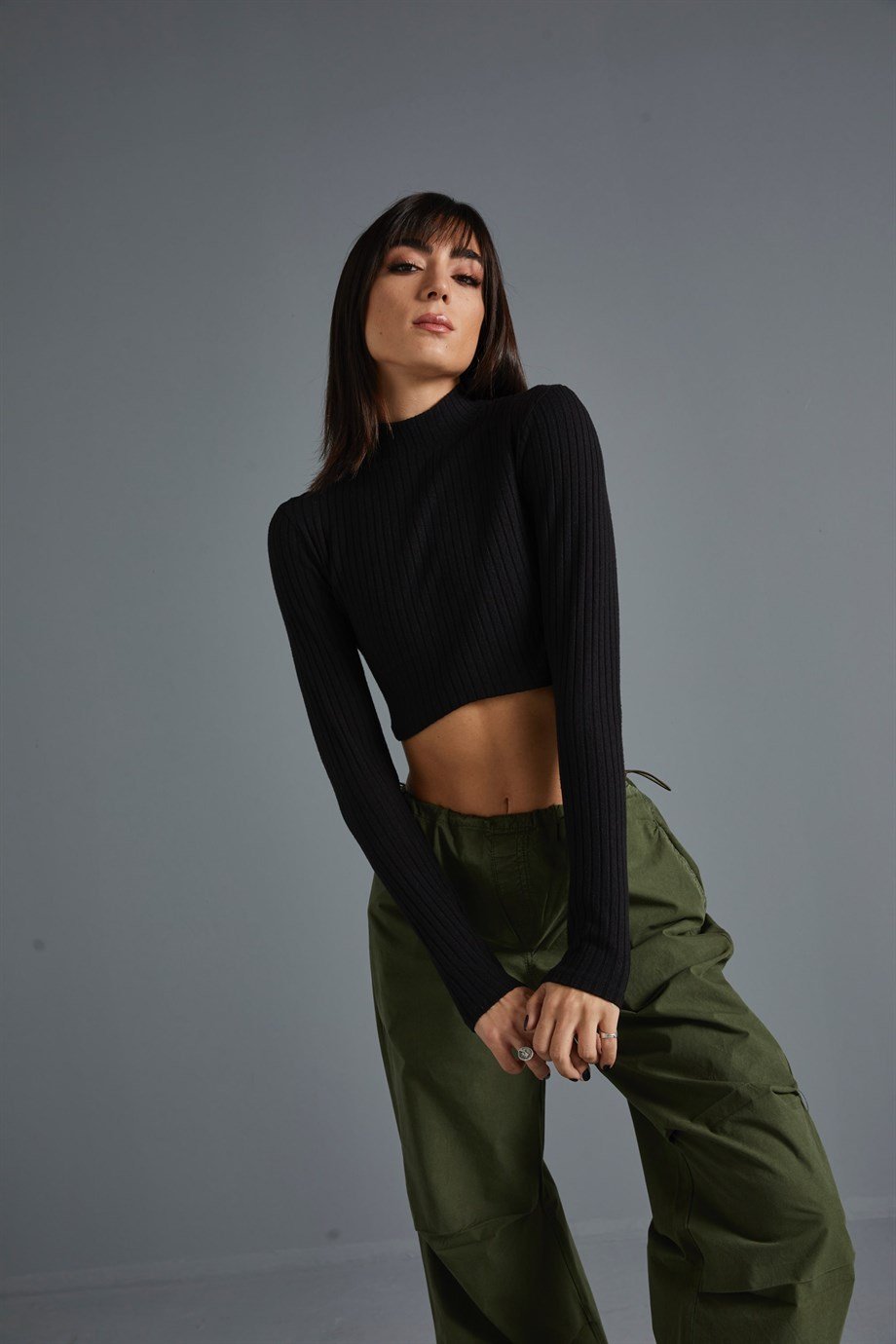 Siyah Fitilli Pamuk Top