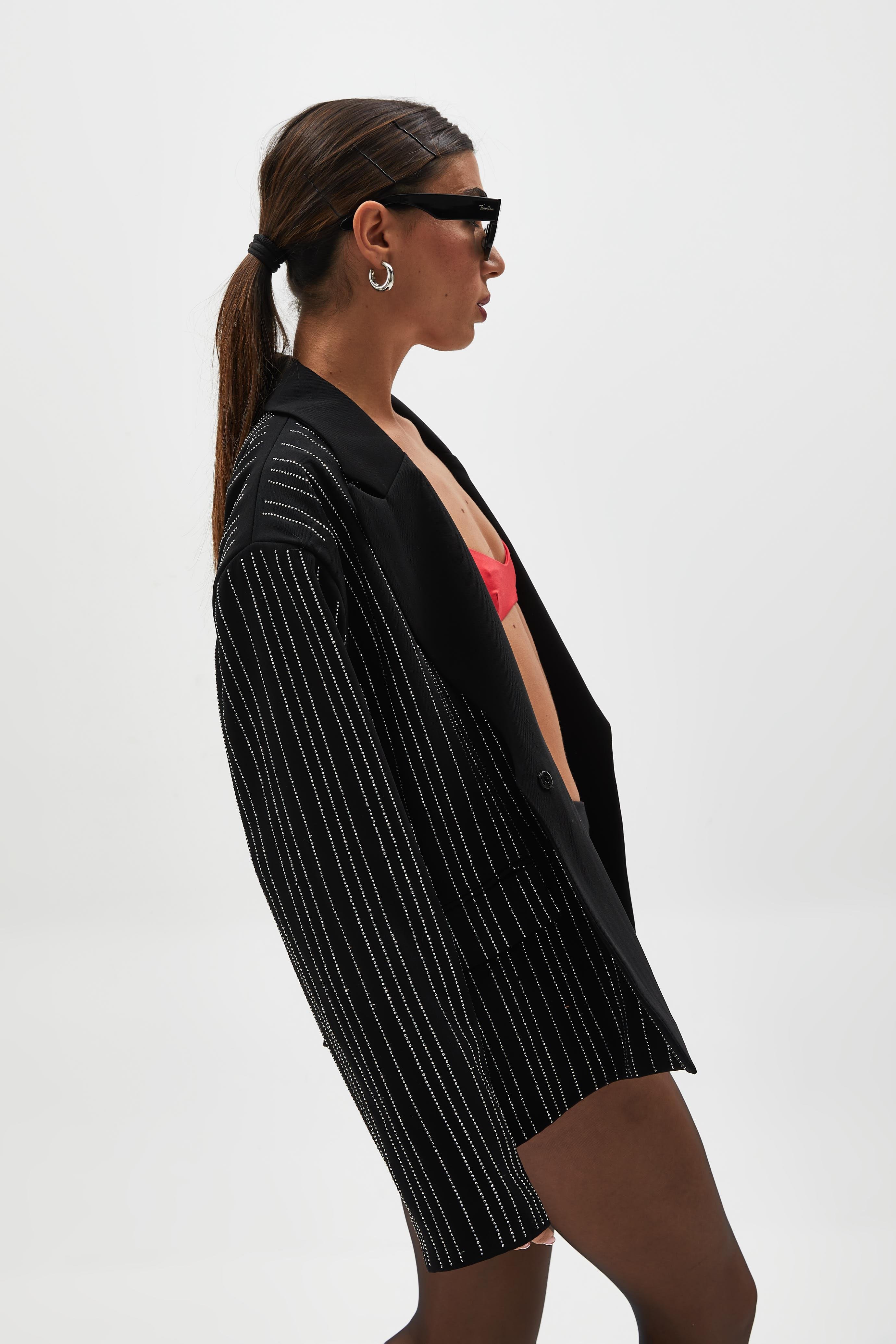 Siyah Taşlı Blazer Ceket 