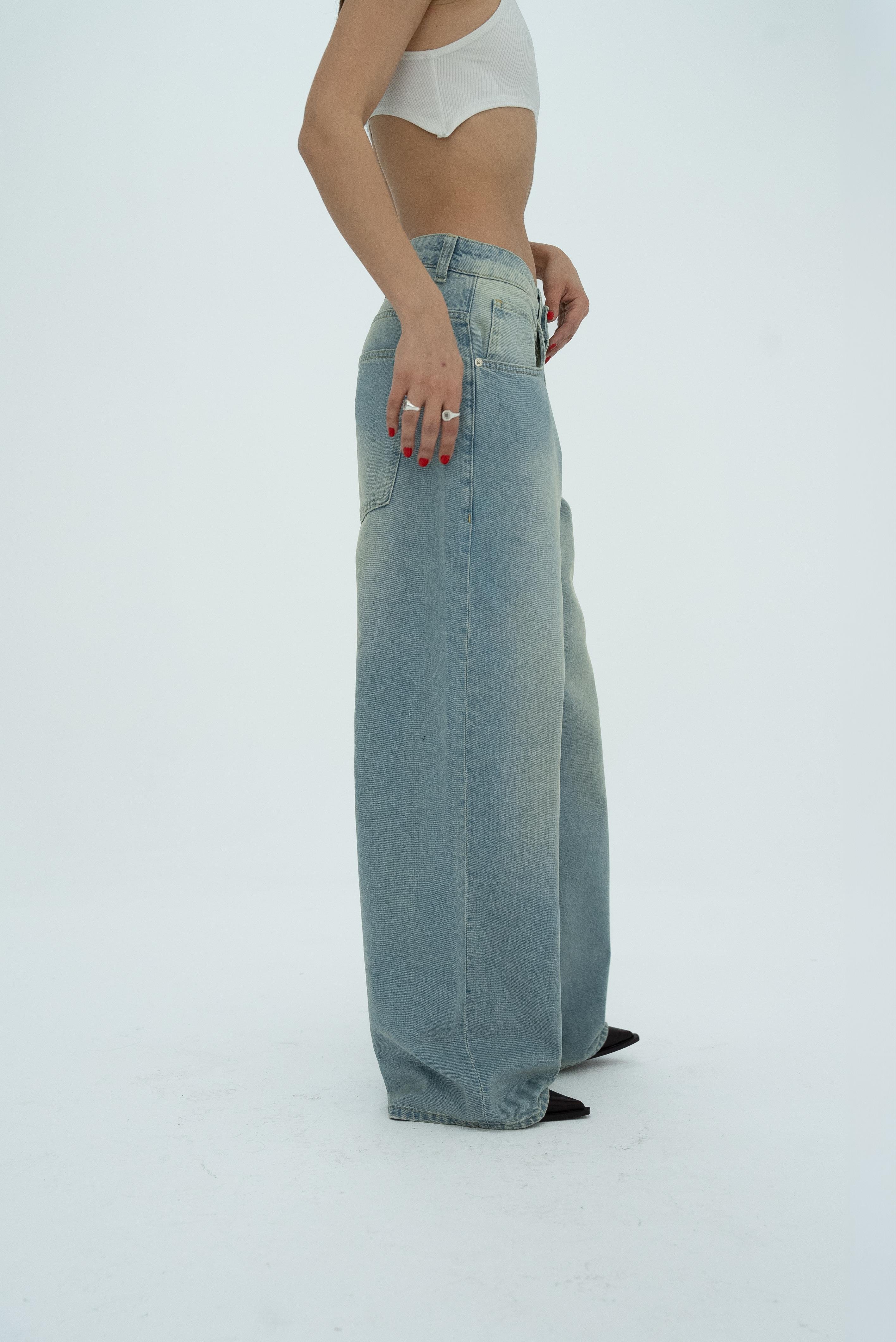 Soluk Efektli Baggy Jean