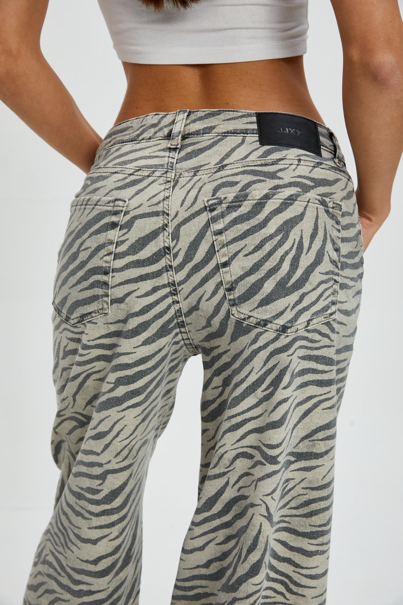 Soluk Efektli Zebra Desen Jean
