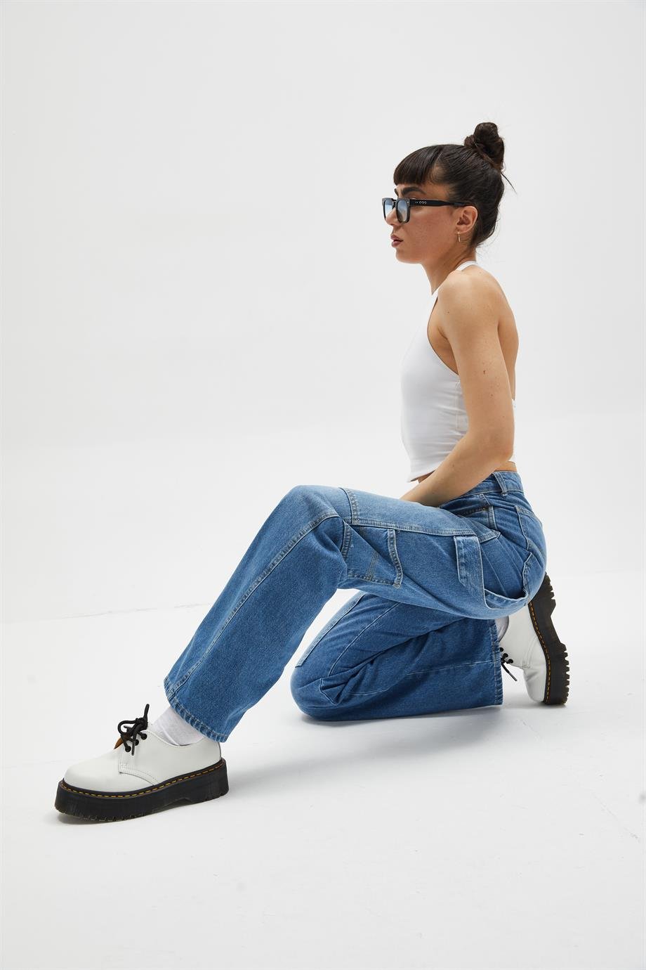 Yamalı Straight Kargo Jean