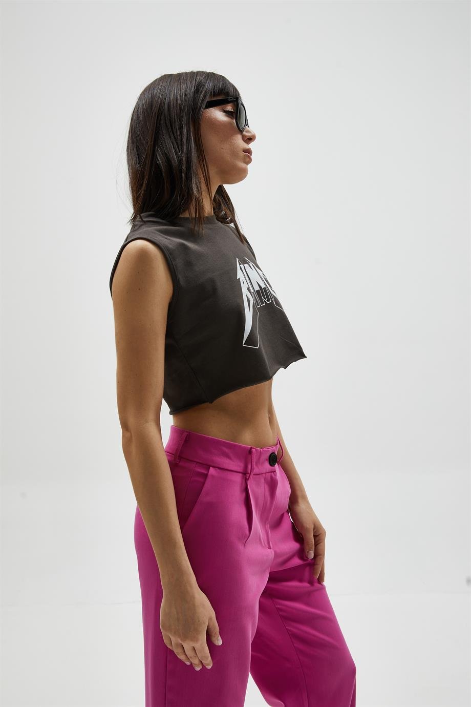 Yazılı Kolsuz T-Shirt