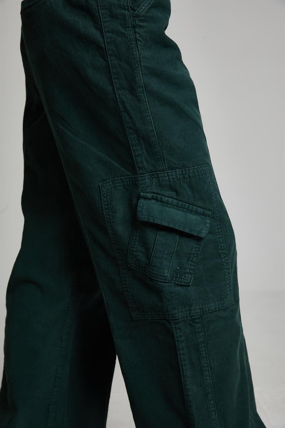 Yeşil Kadife Vintage Pantolon