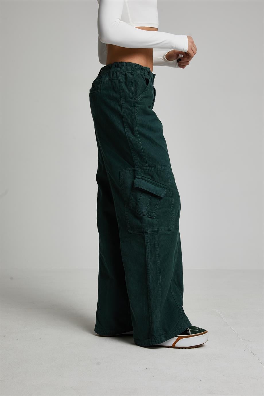 Yeşil Kadife Vintage Pantolon