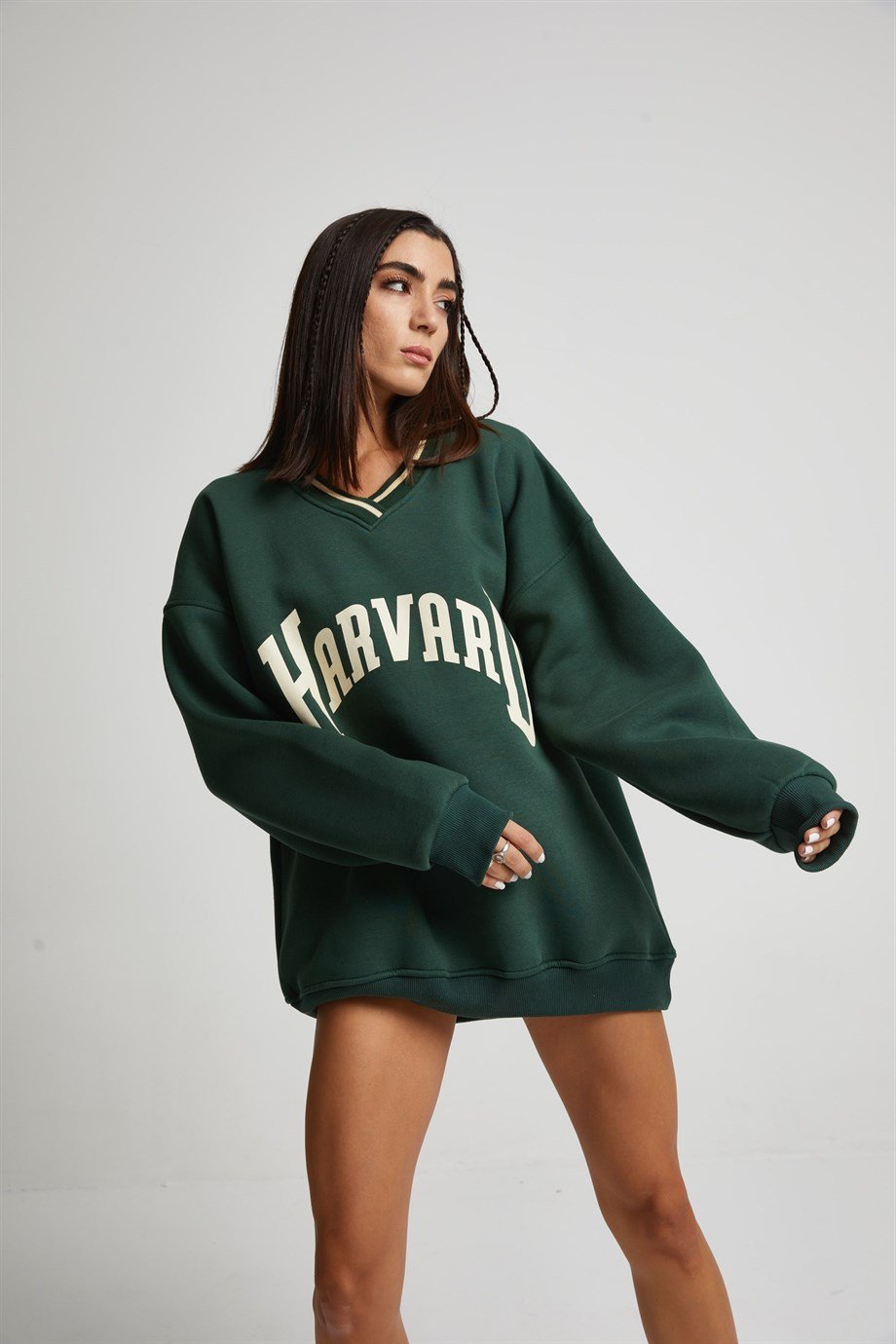 Yeşil Oversize Kolej Sweatshirt