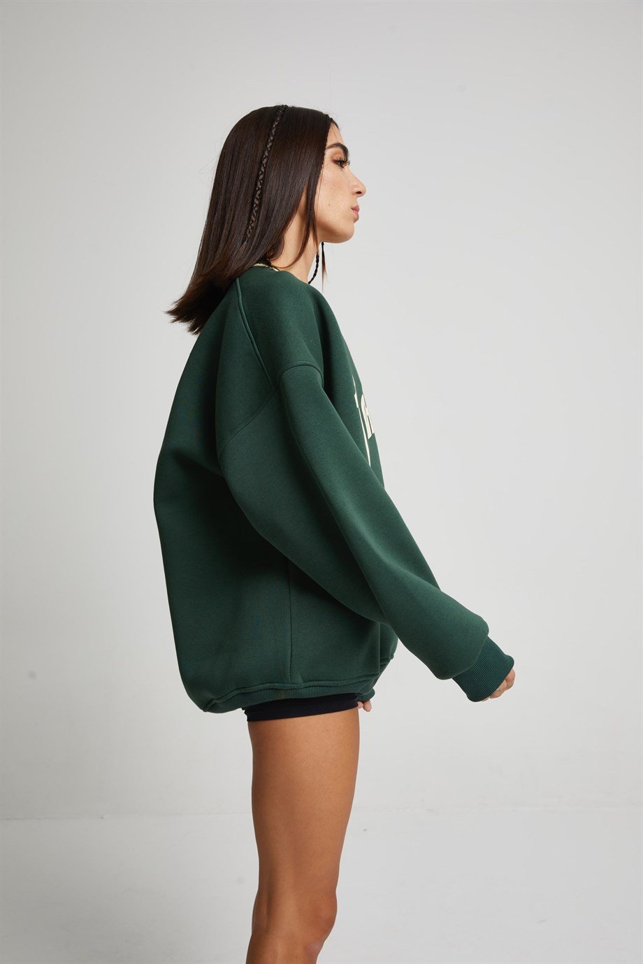 Yeşil Oversize Kolej Sweatshirt
