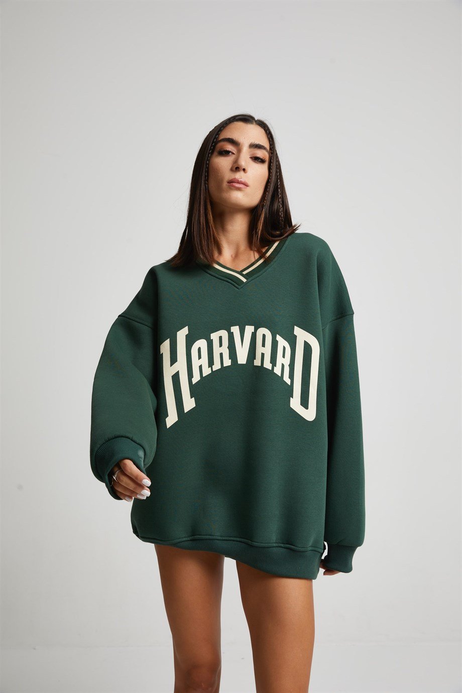 Yeşil Oversize Kolej Sweatshirt