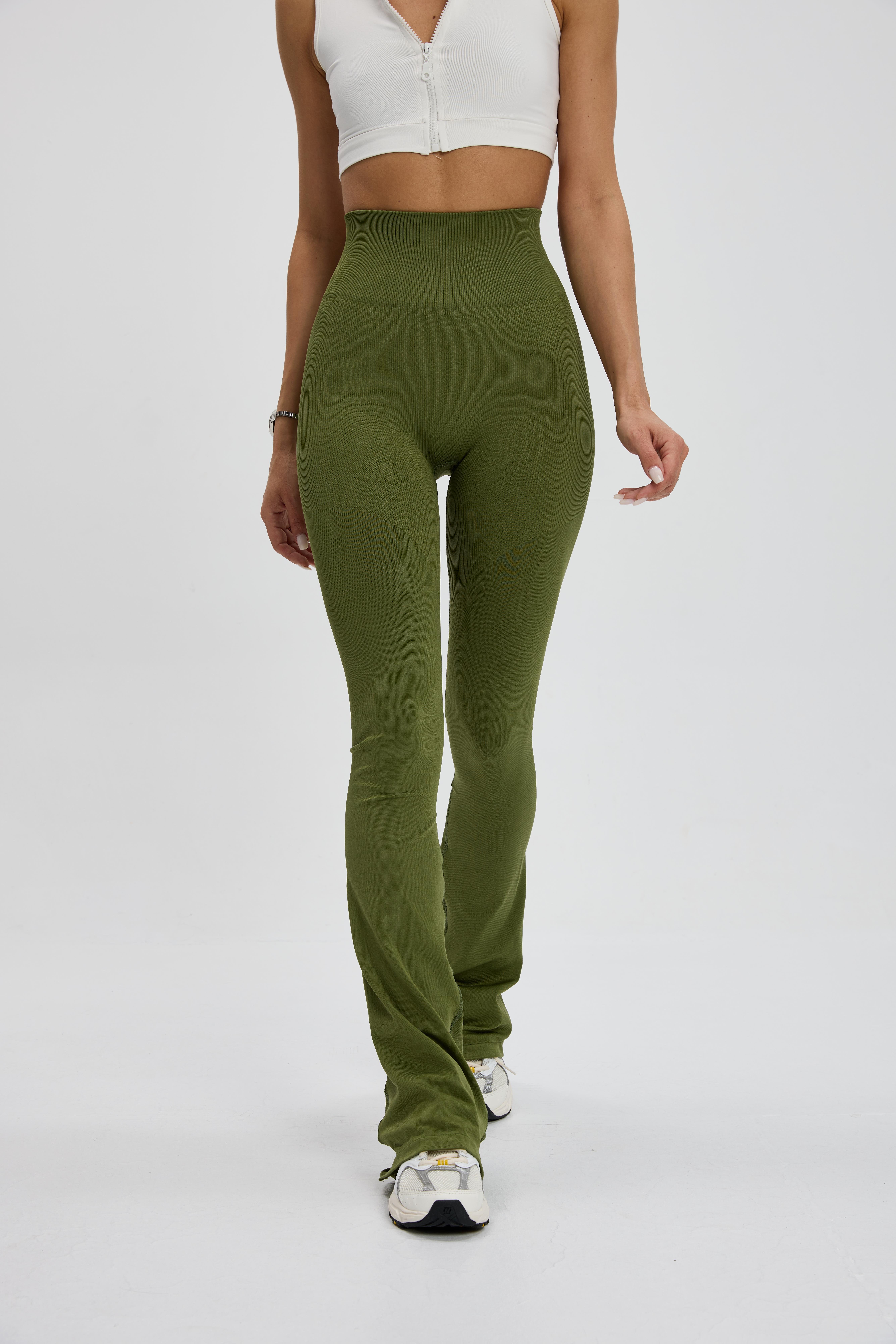 Yeşil Push Up İspanyol Paça Tayt