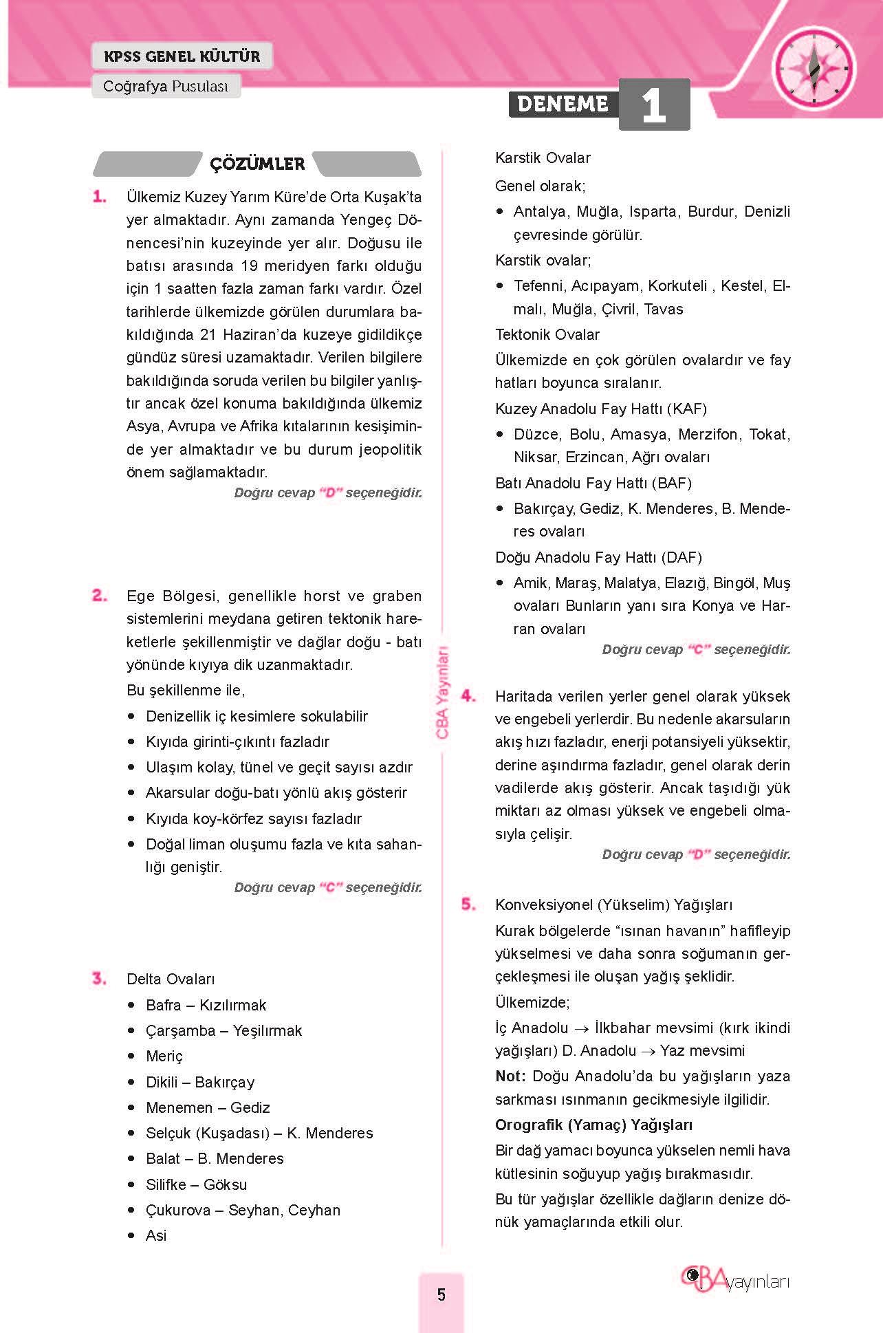 2024 KPSS Coğrafya Pusulası 25 Deneme Tamamı Ayrıntılı Çözümlü