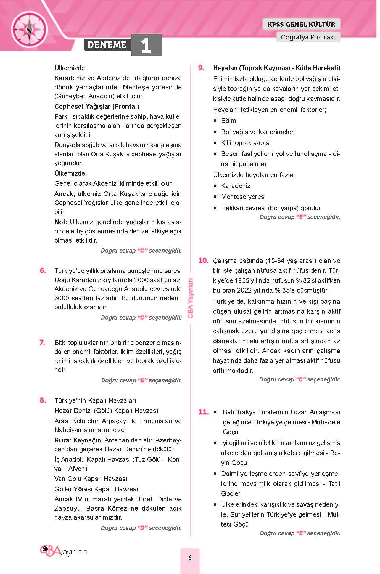 2024 KPSS Coğrafya Pusulası 25 Deneme Tamamı Ayrıntılı Çözümlü