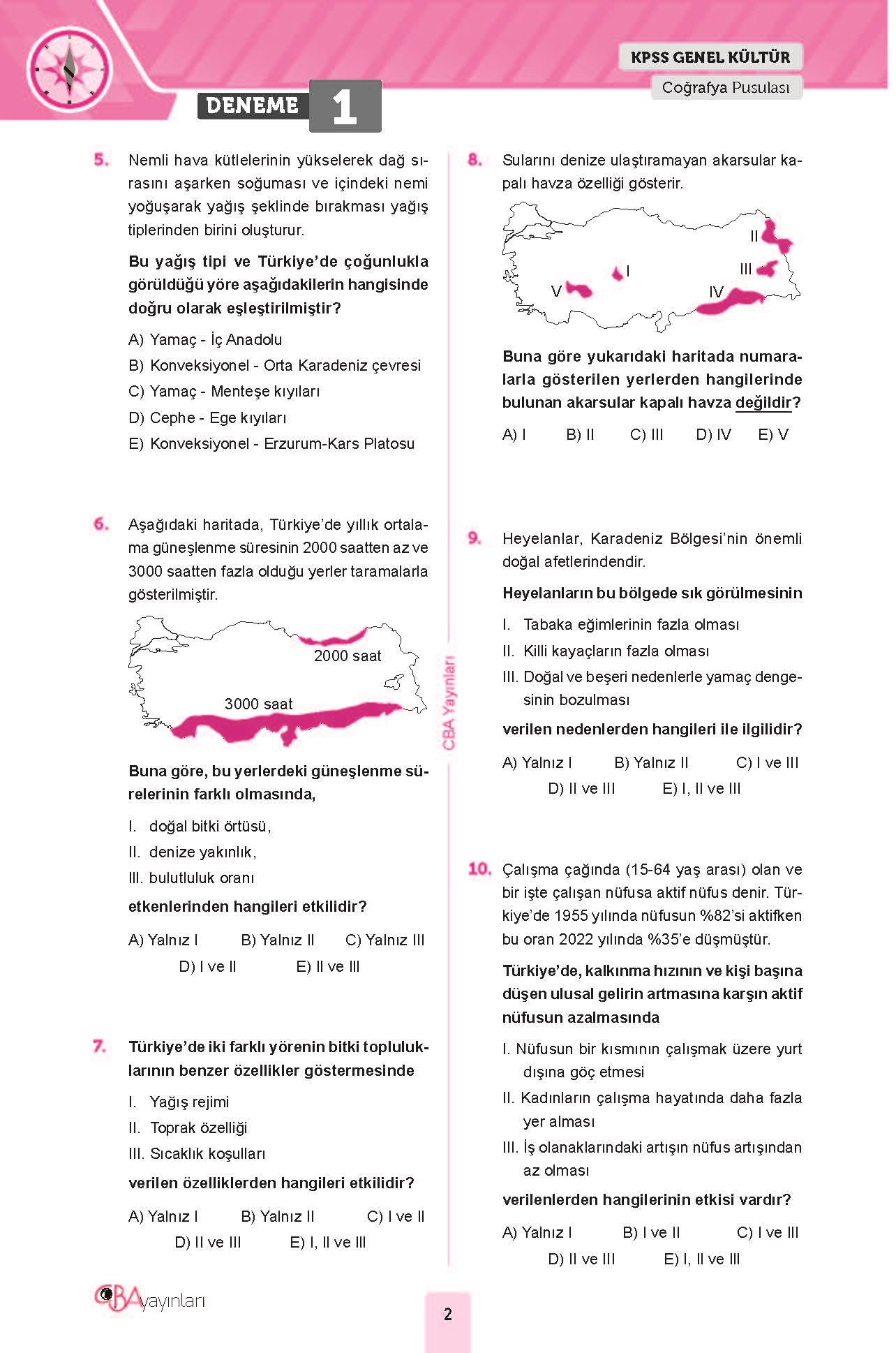2024 KPSS Coğrafya Pusulası 25 Deneme Tamamı Ayrıntılı Çözümlü