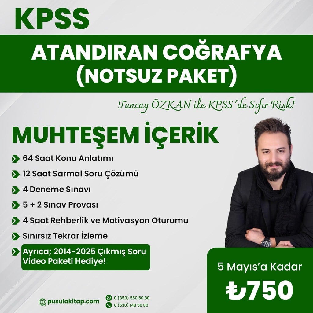 2026 KPSS Atandıran Coğrafya Kurs - Tuncay Özkan - 5 Mayıs'a Kadar Sepette %50 indirim için Hediye Çeki: yüzde50iskonto