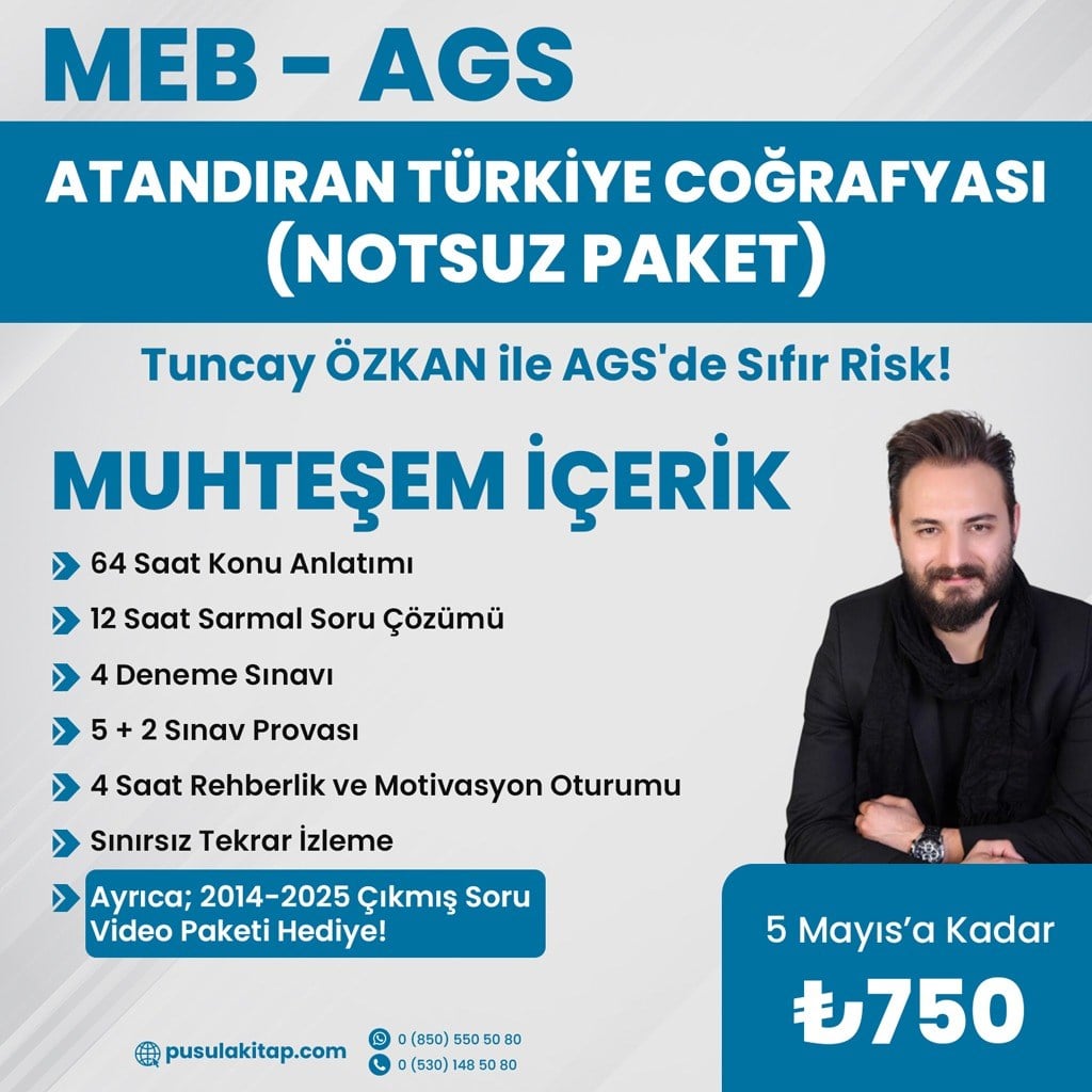 2026 MEB AGS Atandıran Coğrafya Kurs - Tuncay Özkan - 5 Mayıs'a Kadar Sepette %50 indirim için Hediye Çeki: yüzde50iskonto