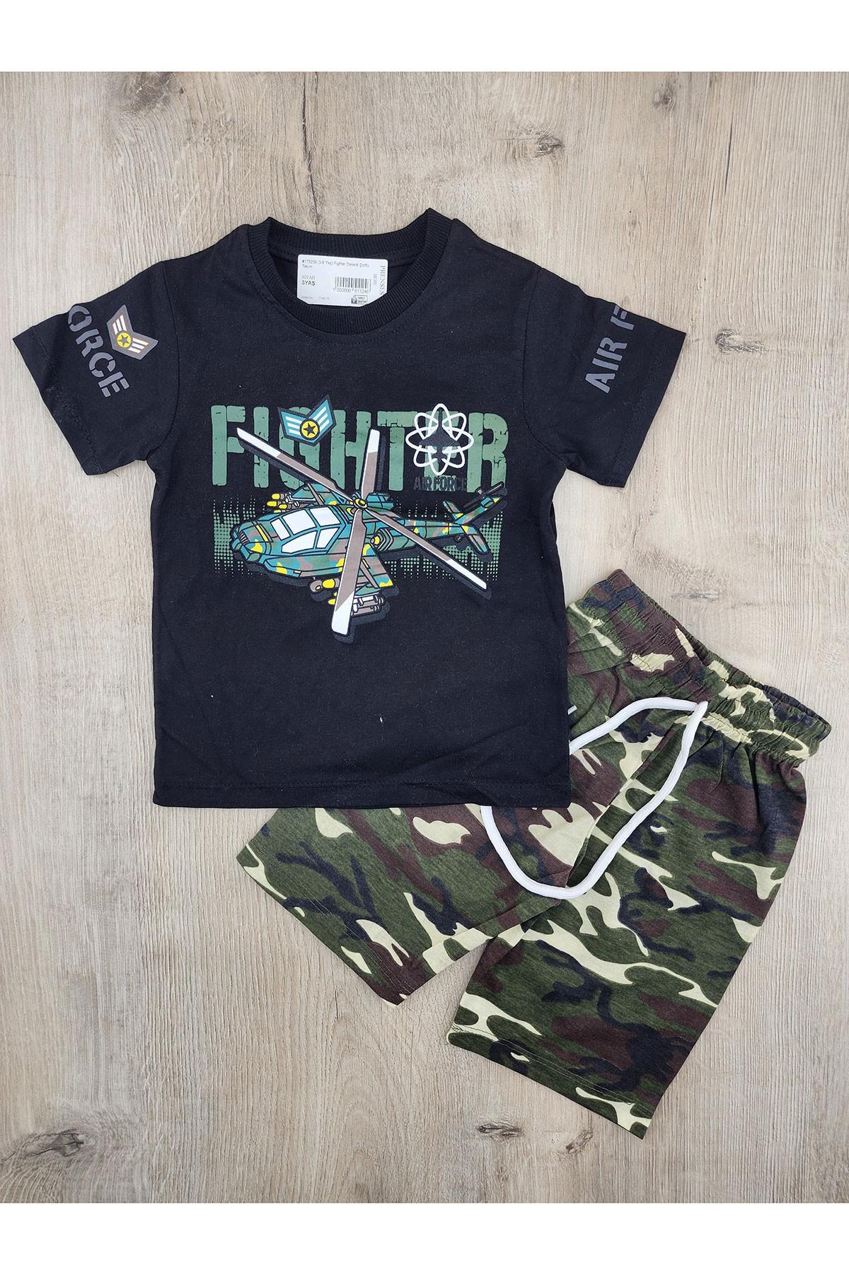 #175209 (3-6 Yaş) Fighter Desenli Şortlu Takım
