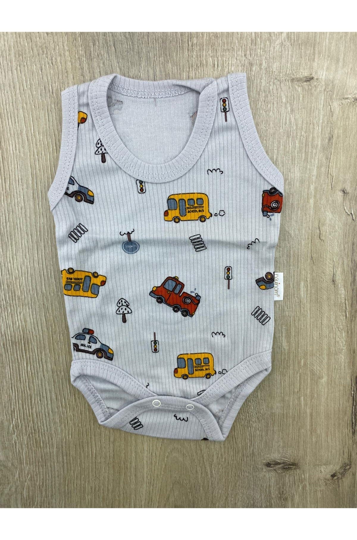 #260323 (0-36 Ay) Araba Desenli Askılı Çıtçıtlı Badi