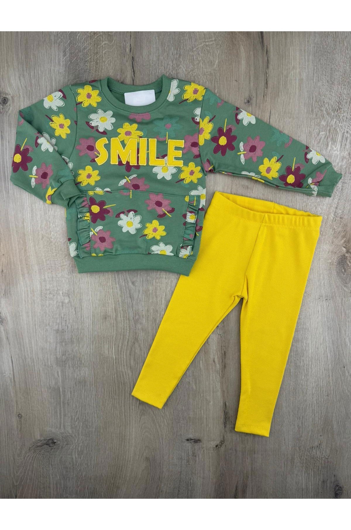 #360187 (2-5 Yaş) Smile Desenli Taytlı Mevsimlik Takım