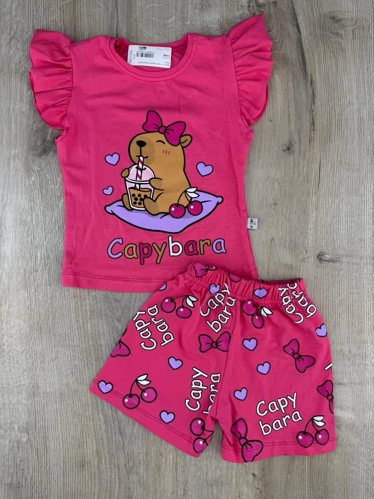 Artex (1-4 Yaş) Capybara Desenli Şortlu Takım