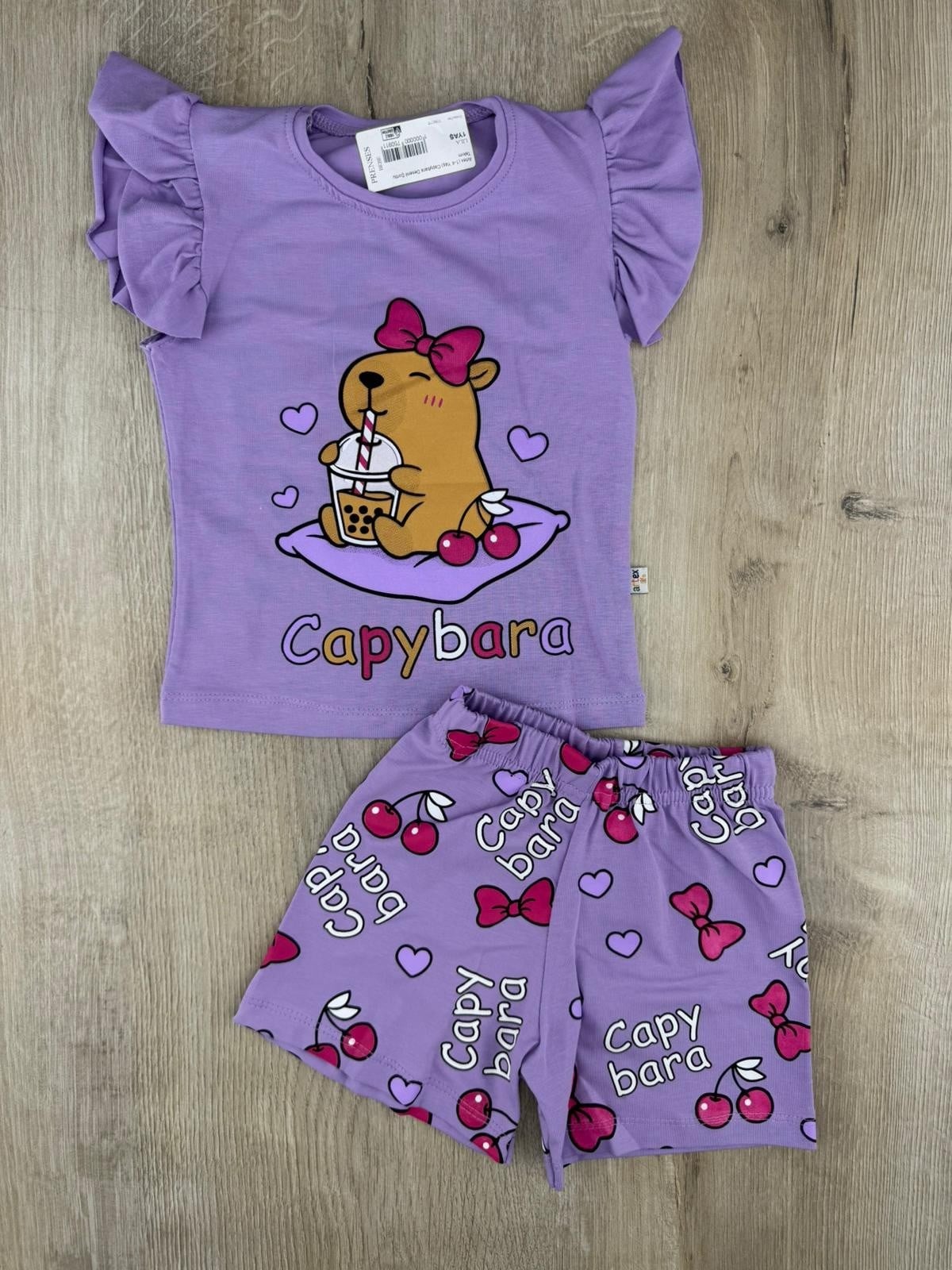 Artex (1-4 Yaş) Capybara Desenli Şortlu Takım