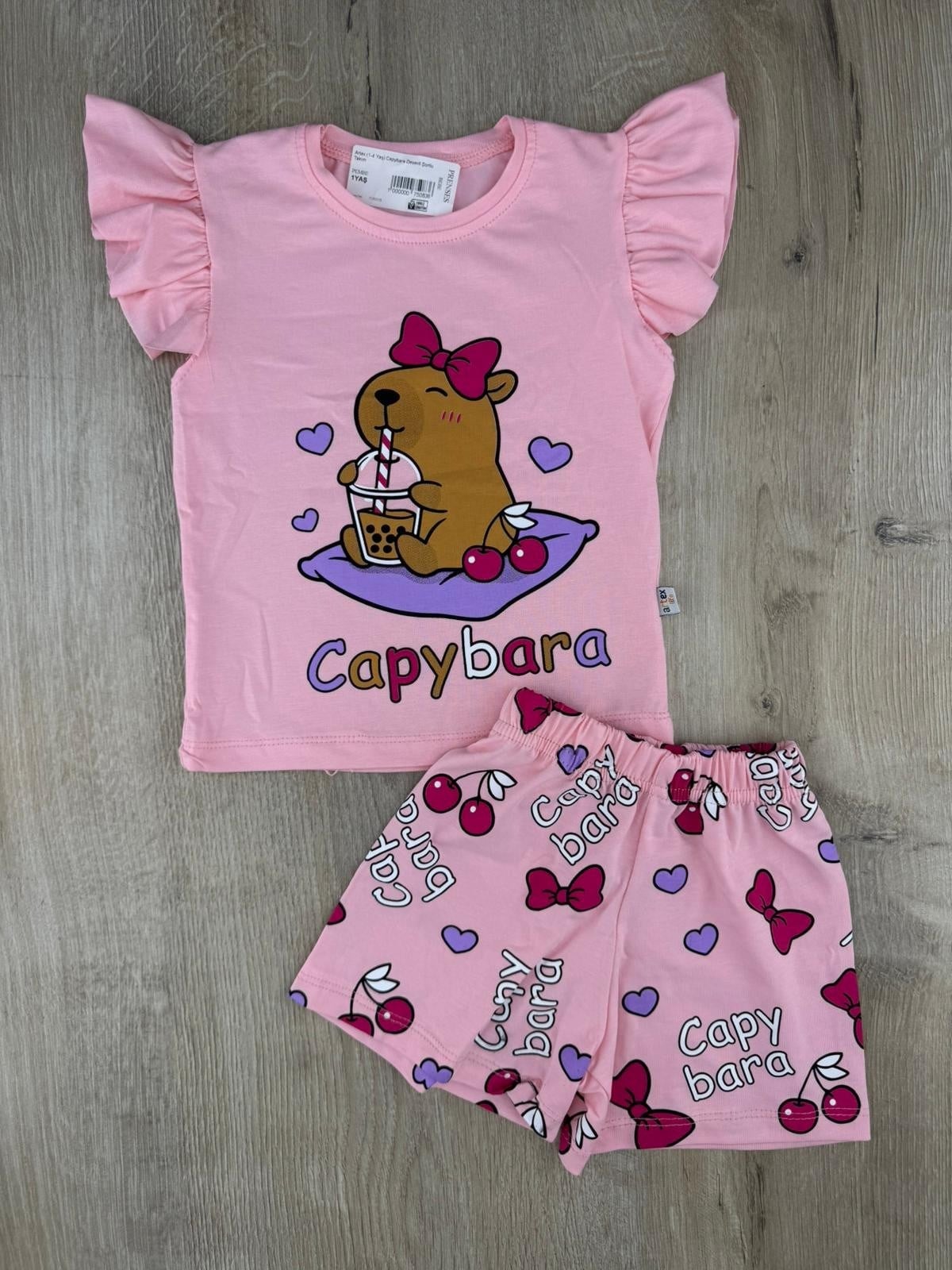 Artex (1-4 Yaş) Capybara Desenli Şortlu Takım