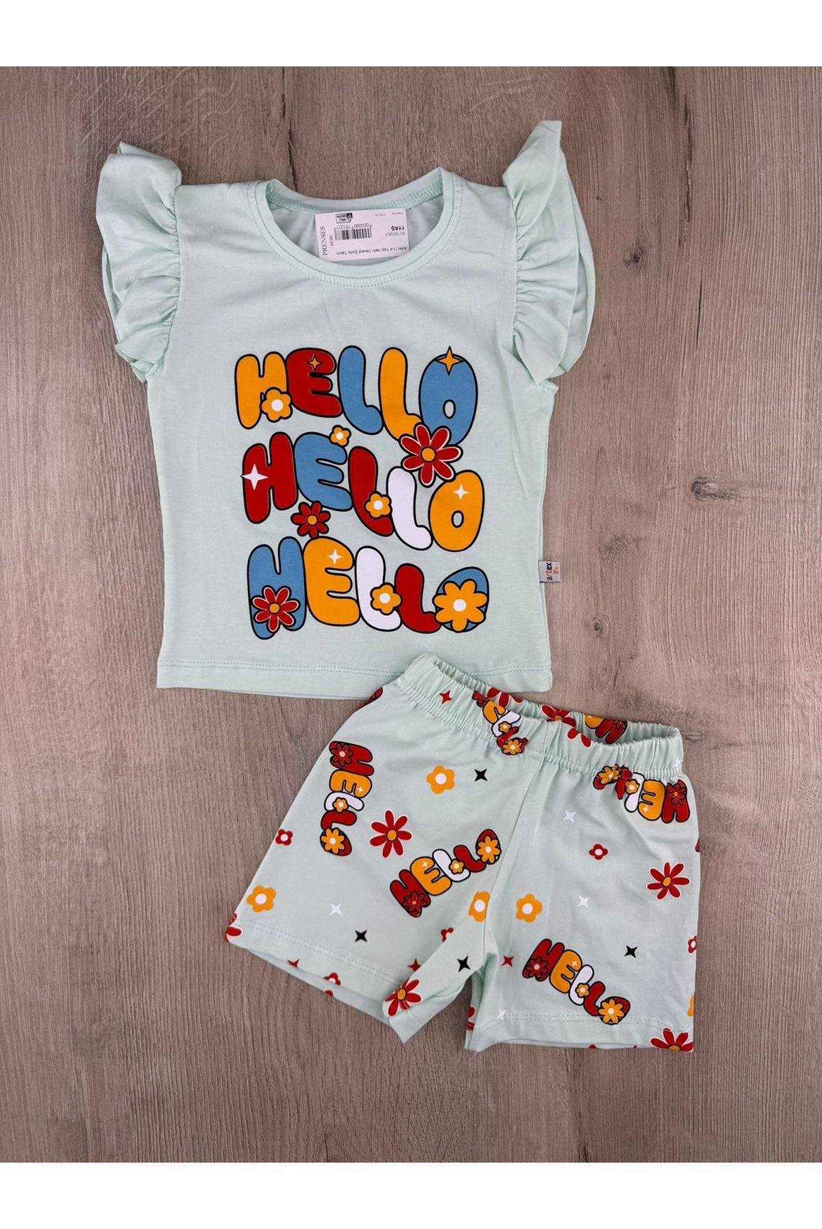 Artex (1-4 Yaş) Hello Desenli Şortlu Takım