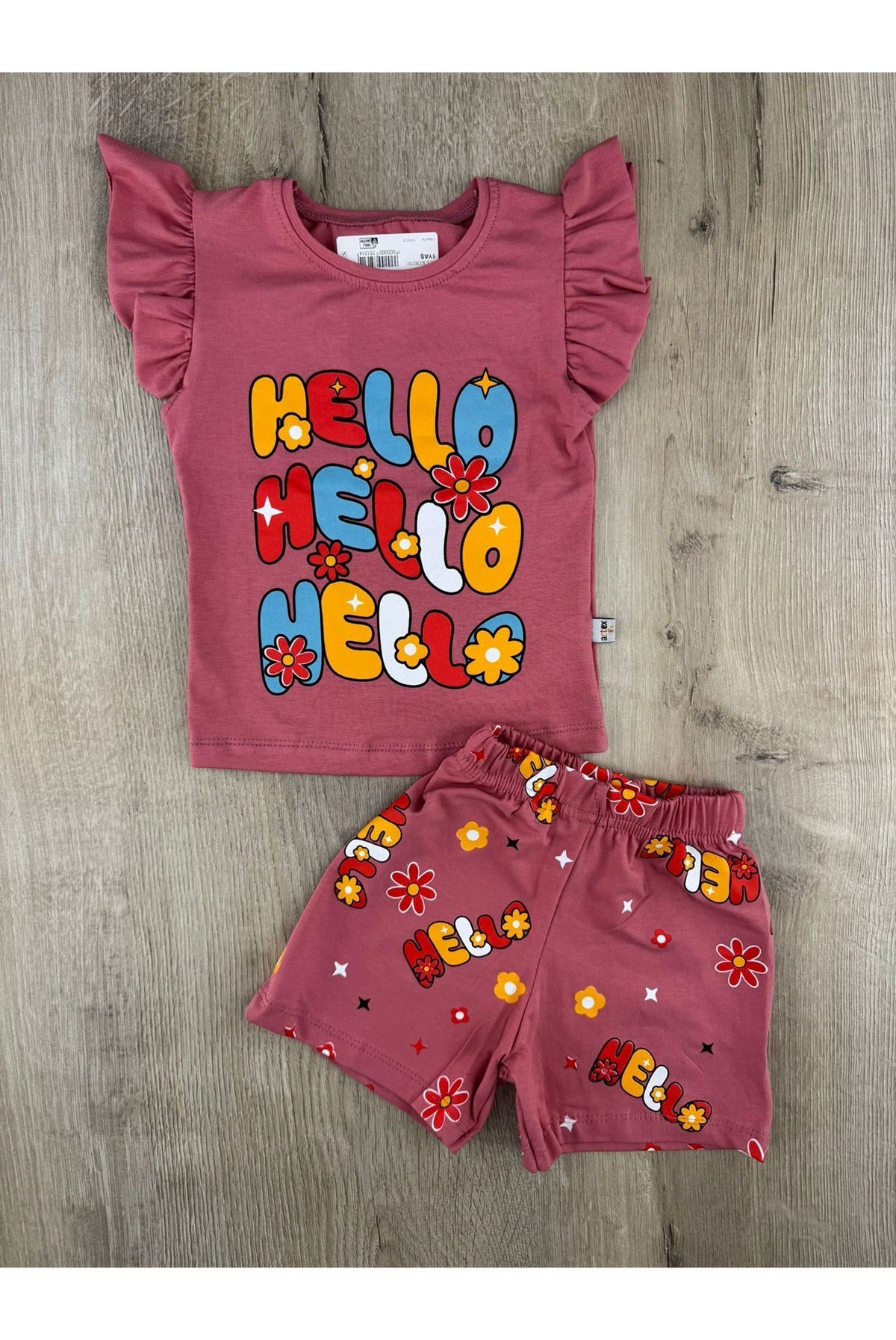 Artex (1-4 Yaş) Hello Desenli Şortlu Takım