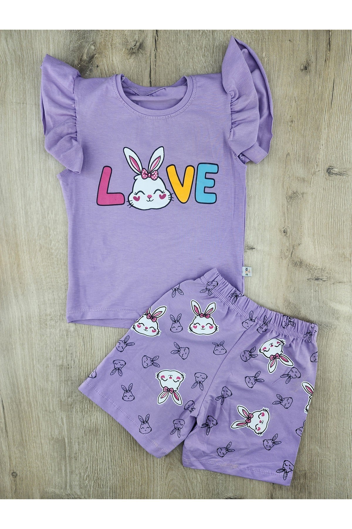 Artex (1-4 Yaş) Love Tavşan Desenli Şortlu Takım