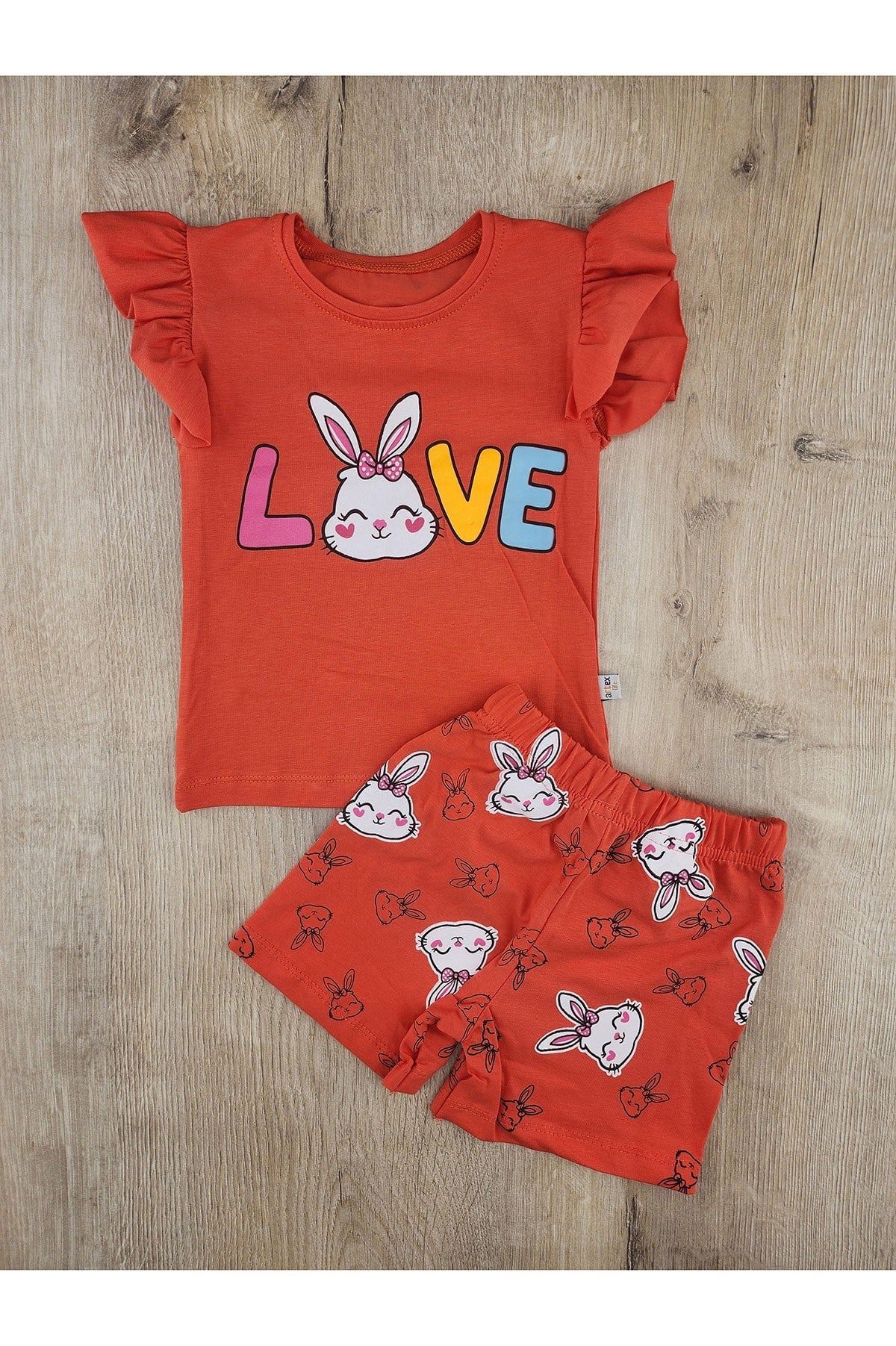 Artex (1-4 Yaş) Love Tavşan Desenli Şortlu Takım