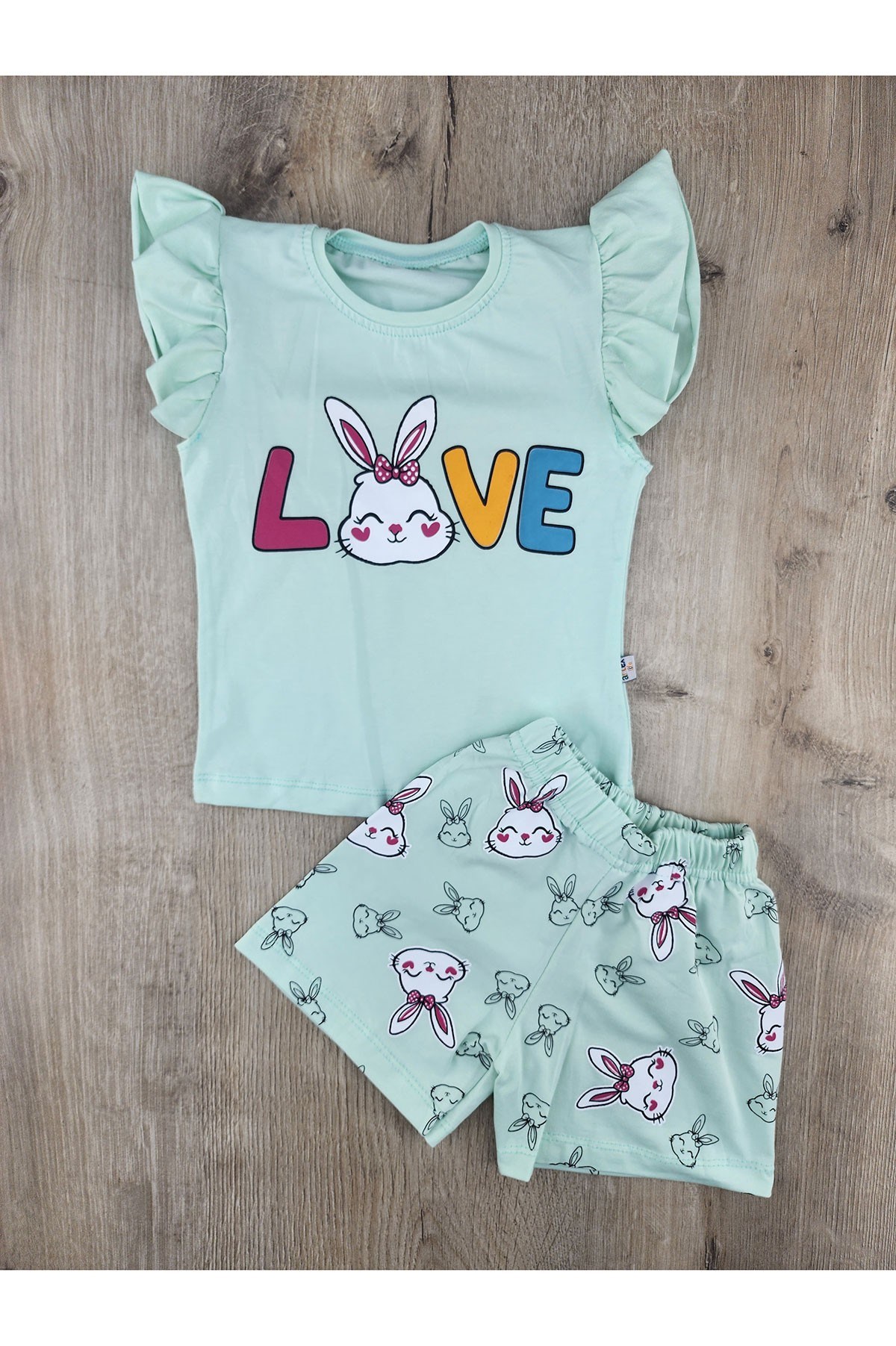 Artex (1-4 Yaş) Love Tavşan Desenli Şortlu Takım