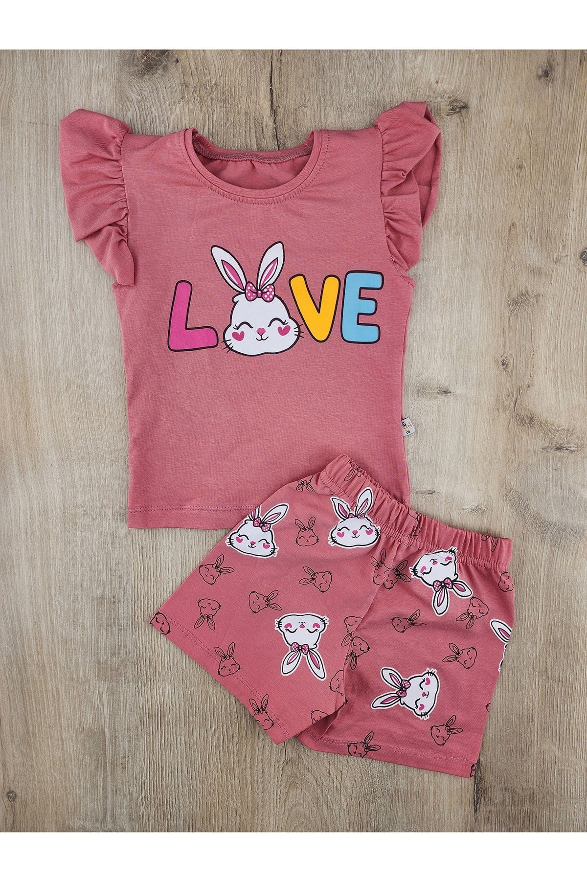 Artex (1-4 Yaş) Love Tavşan Desenli Şortlu Takım