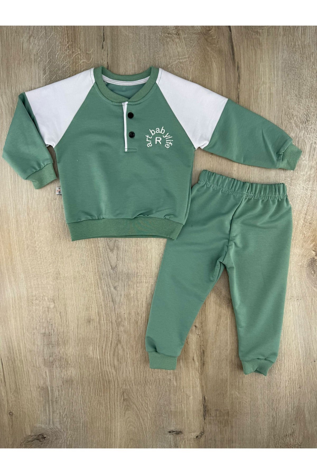 ArteX (1-4 Yaş) Parçalı Yaka Düğmeli Desenli Mevsimlik Takım