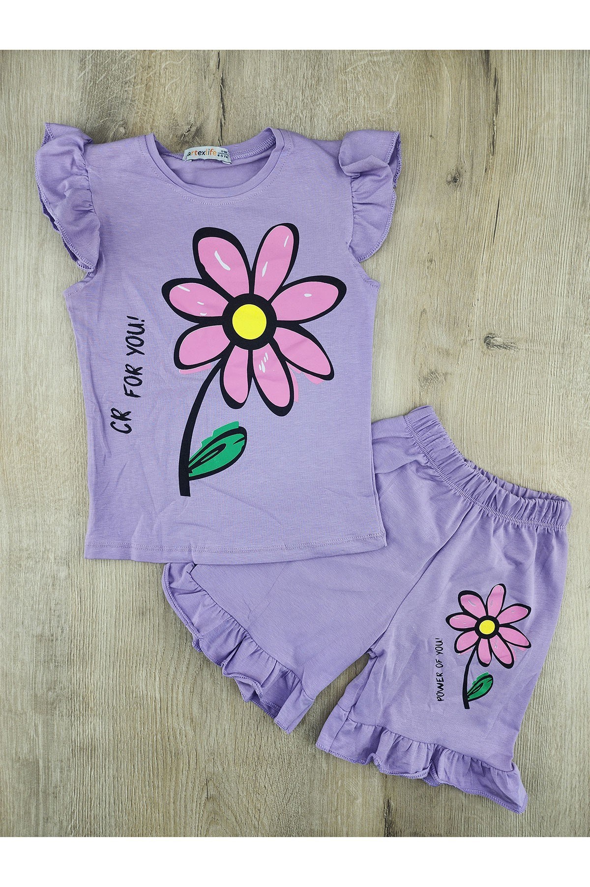 Artex (4-11 Yaş) Papatya Desenli Şortlu Takım
