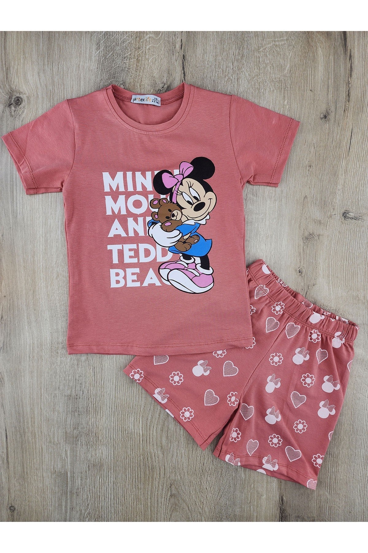 Artex (4-11 Yaş) Sevimli Mickey-Panda Desenli Şortlu Takım