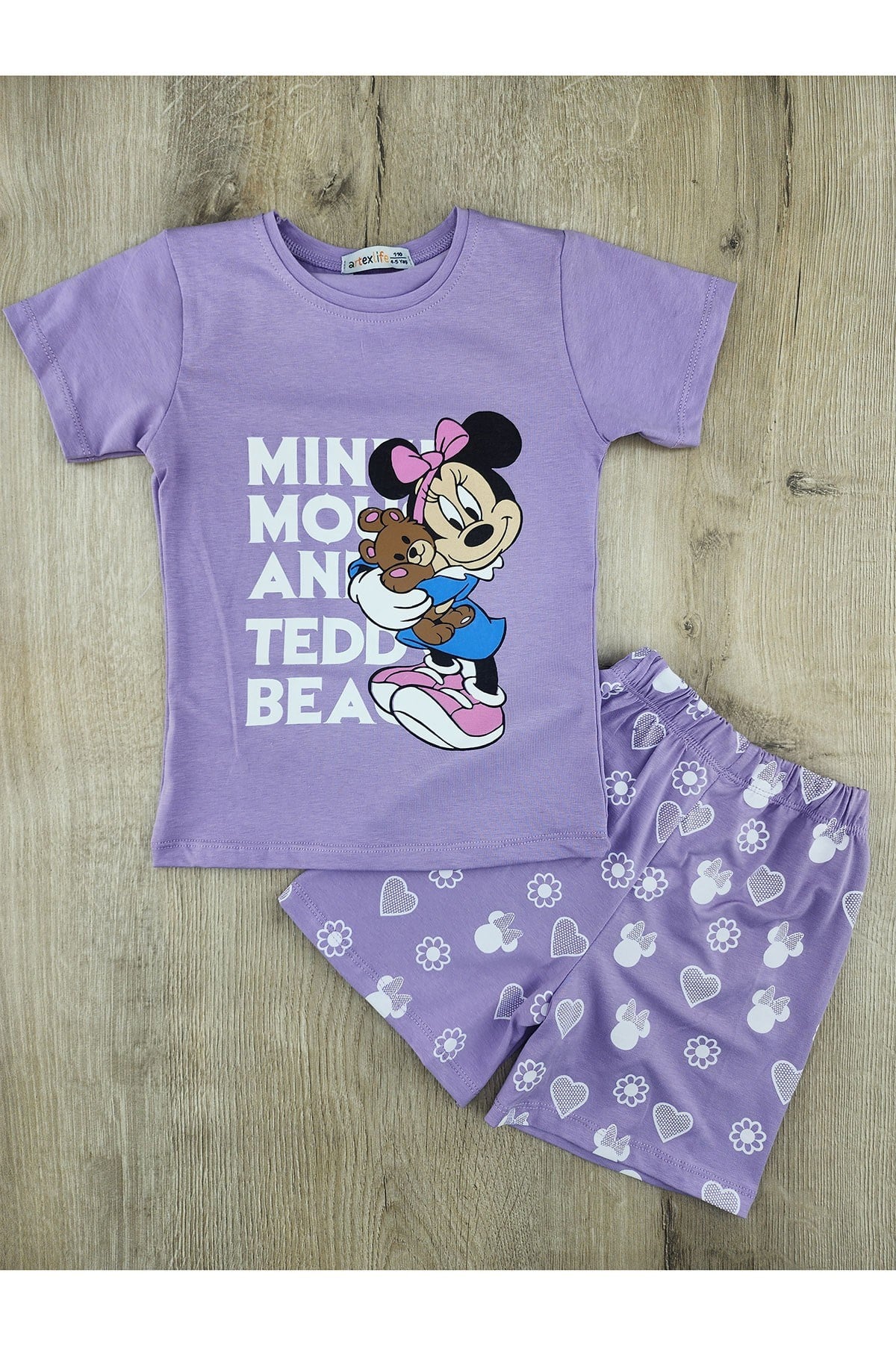Artex (4-11 Yaş) Sevimli Mickey-Panda Desenli Şortlu Takım