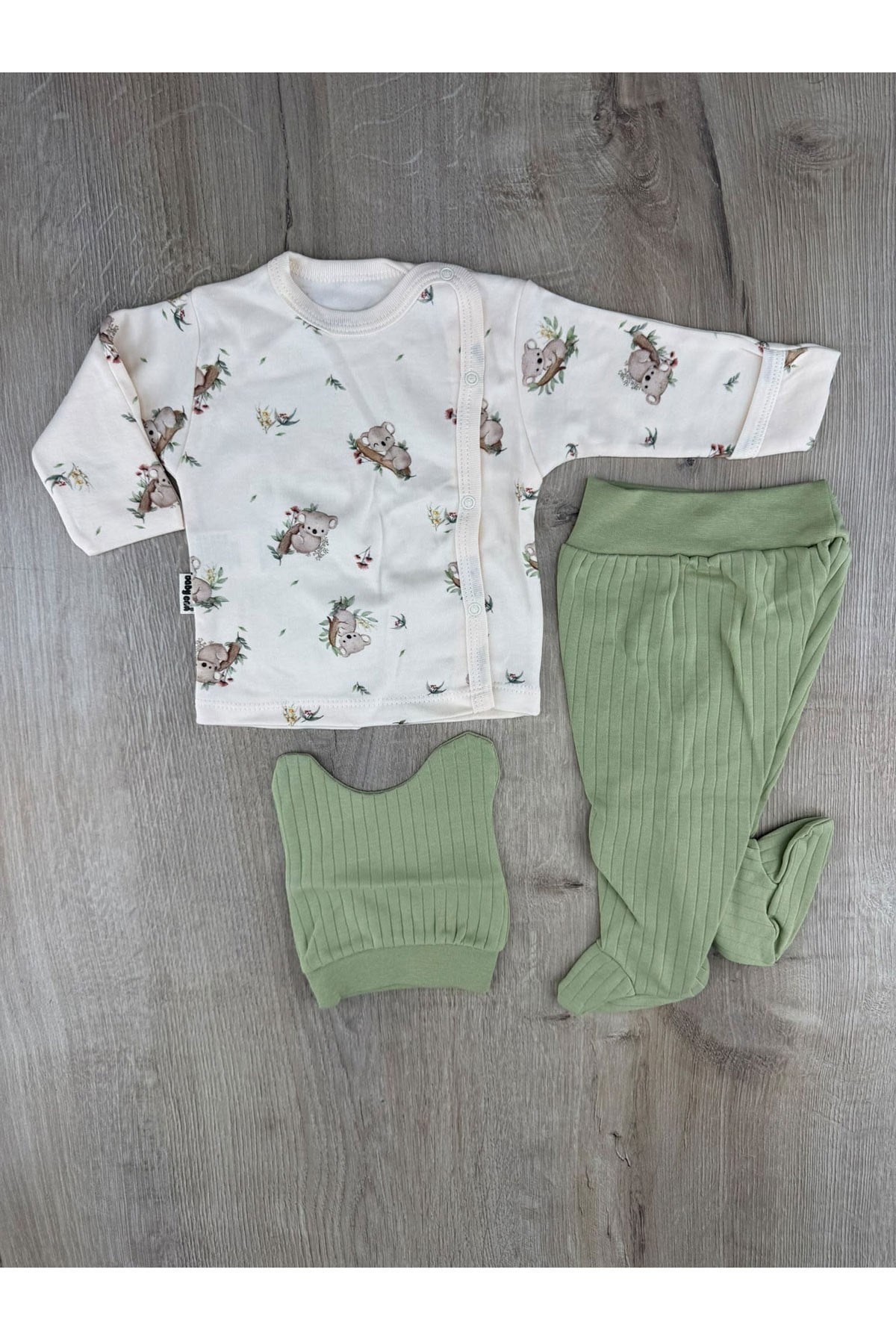 Babycan (0-3Ay) 9367 Koala Desenli Şapkalı Zıbın Takımı