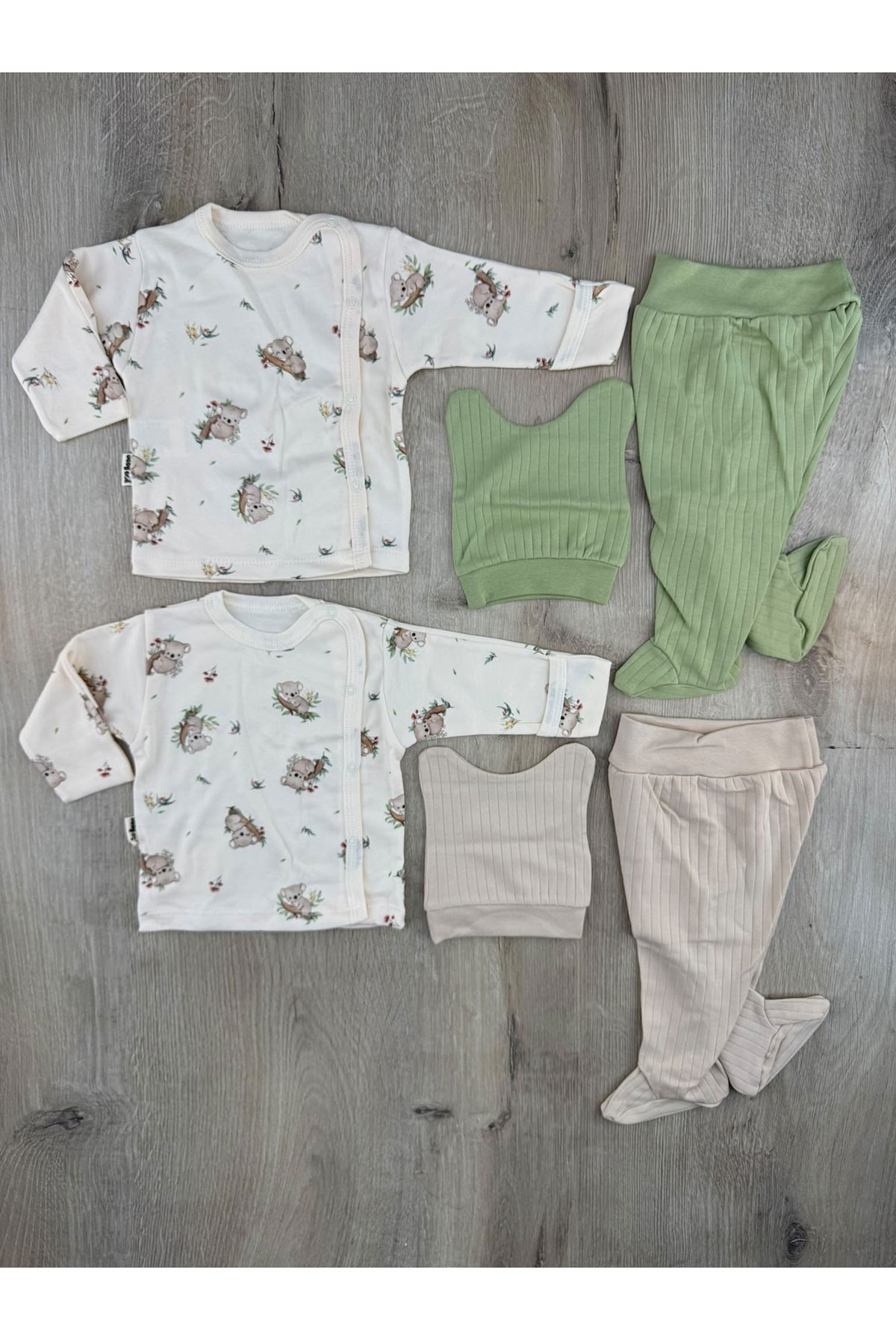 Babycan (0-3Ay) 9367 Koala Desenli Şapkalı Zıbın Takımı