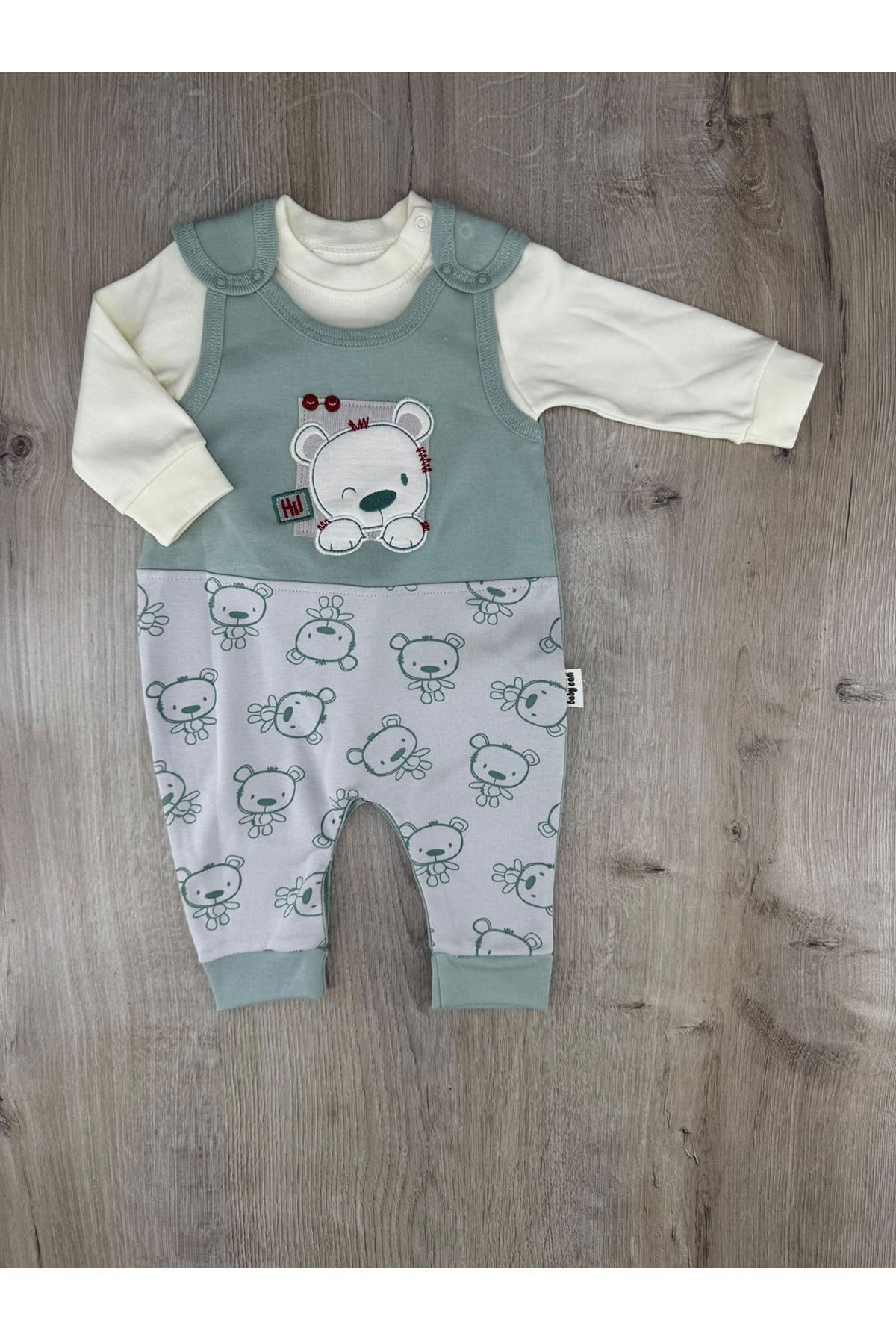 Babycan (3-12 Ay) Ayıcık Aplikeli Parçalı Badili SLopet