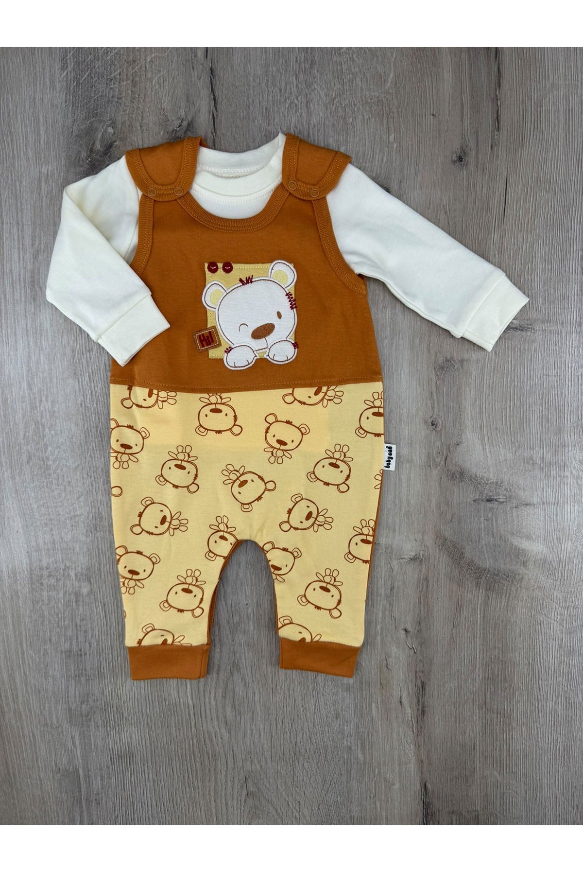 Babycan (3-12 Ay) Ayıcık Aplikeli Parçalı Badili SLopet