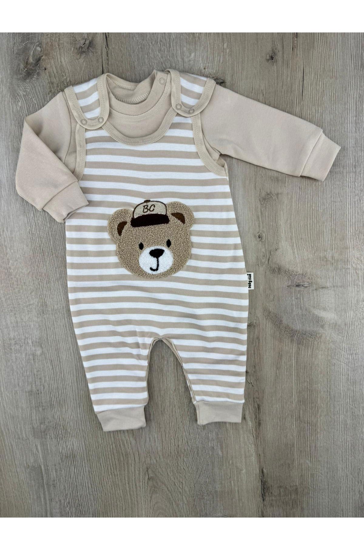 Babycan (3-12 Ay) Ayıcık Nakışlı Çizgili Badili Slopet