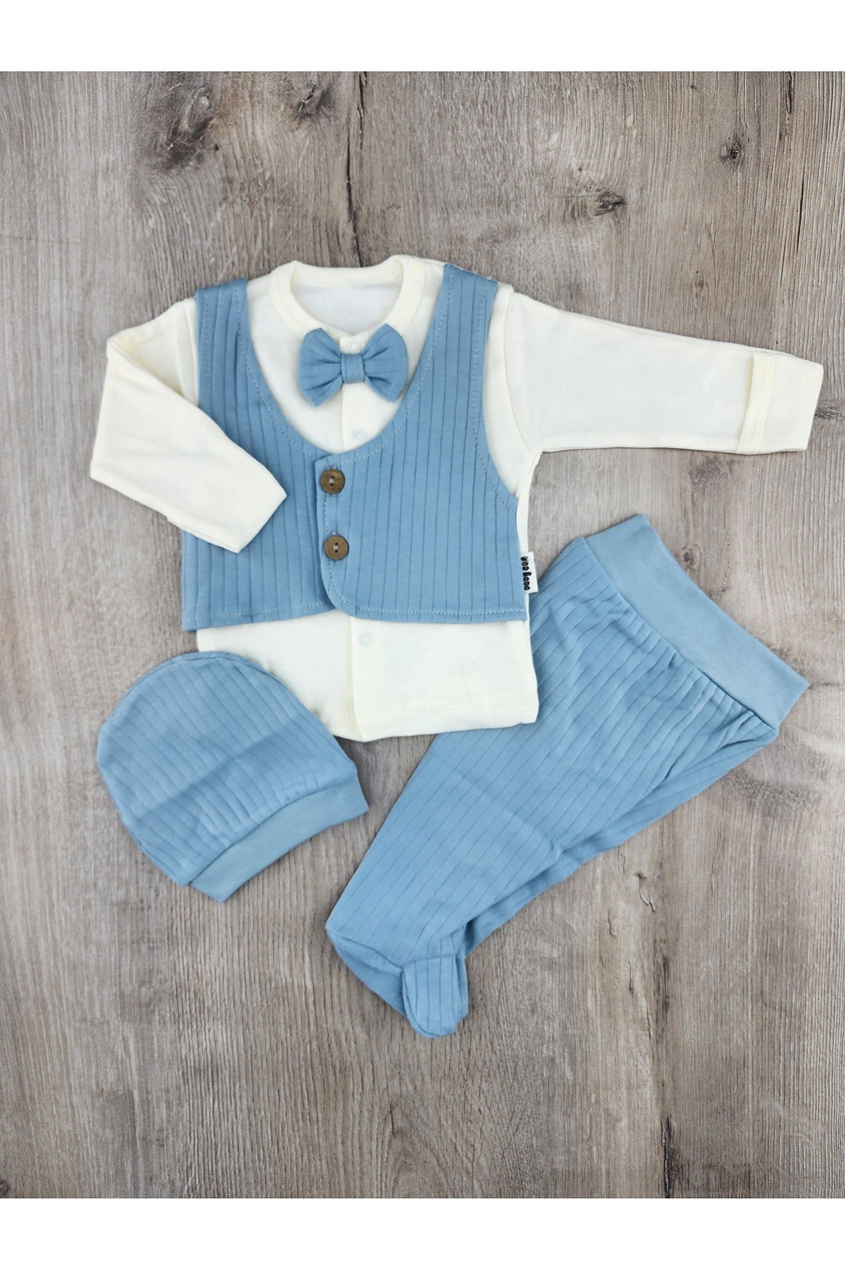 Babycan 9379 (0-3 Ay) Papyonlu Şapkalı Zıbın Takımı